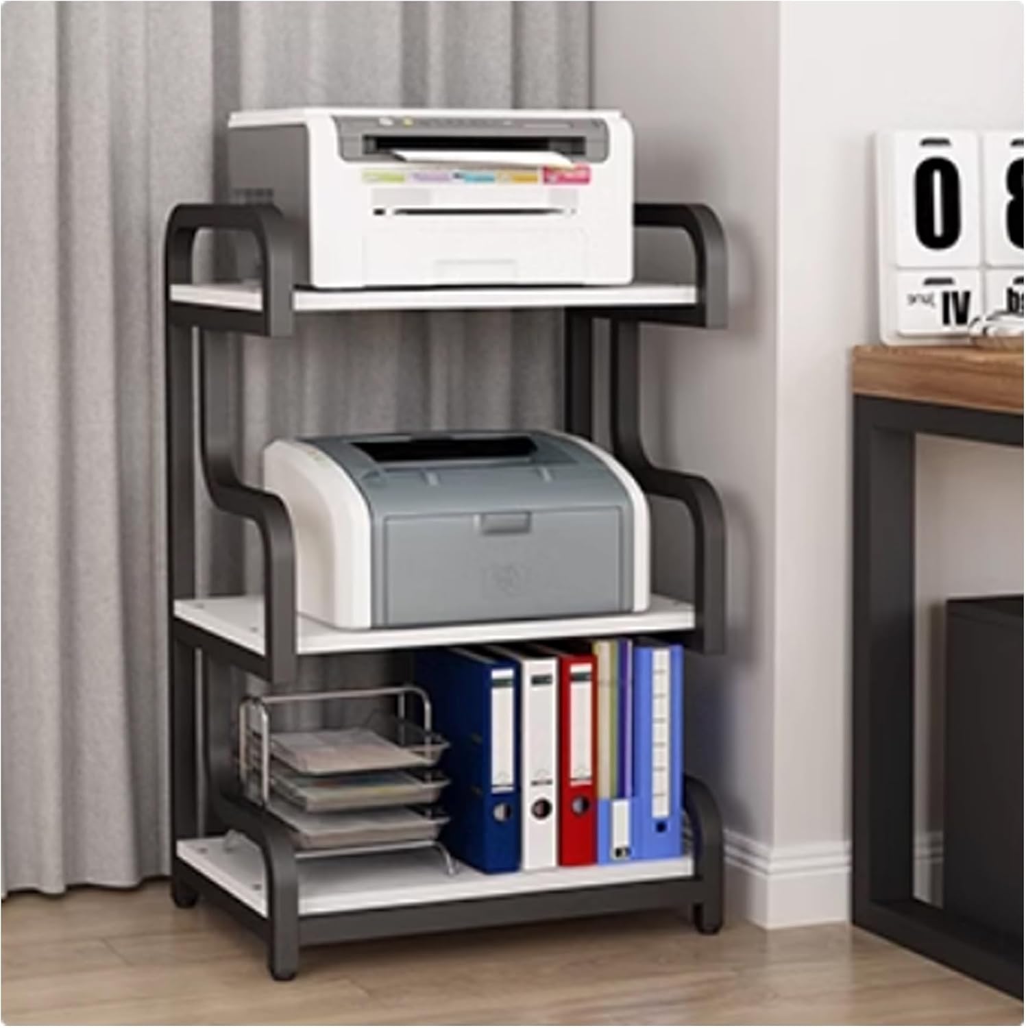 OVOGGPAN AV Media Storage Cabinet Arc Audio-video shelving Audio Tower Corner Shelf stereo Stand for Entertainment Stereo Racks Component Storage and Collection Display(White