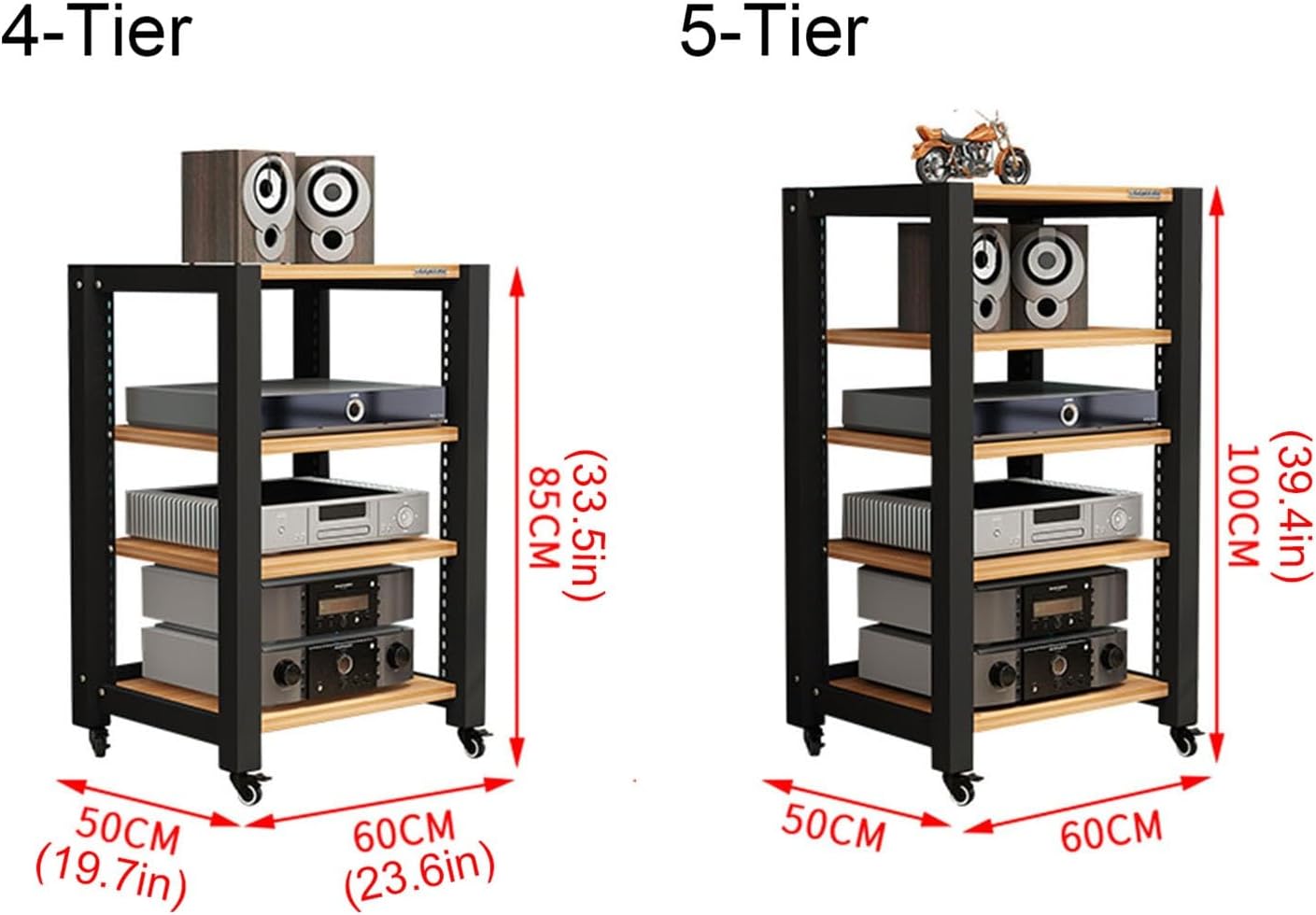 4/5 Tier Audio Rack CD Media Player Stand Audio/Video Component Cabinet