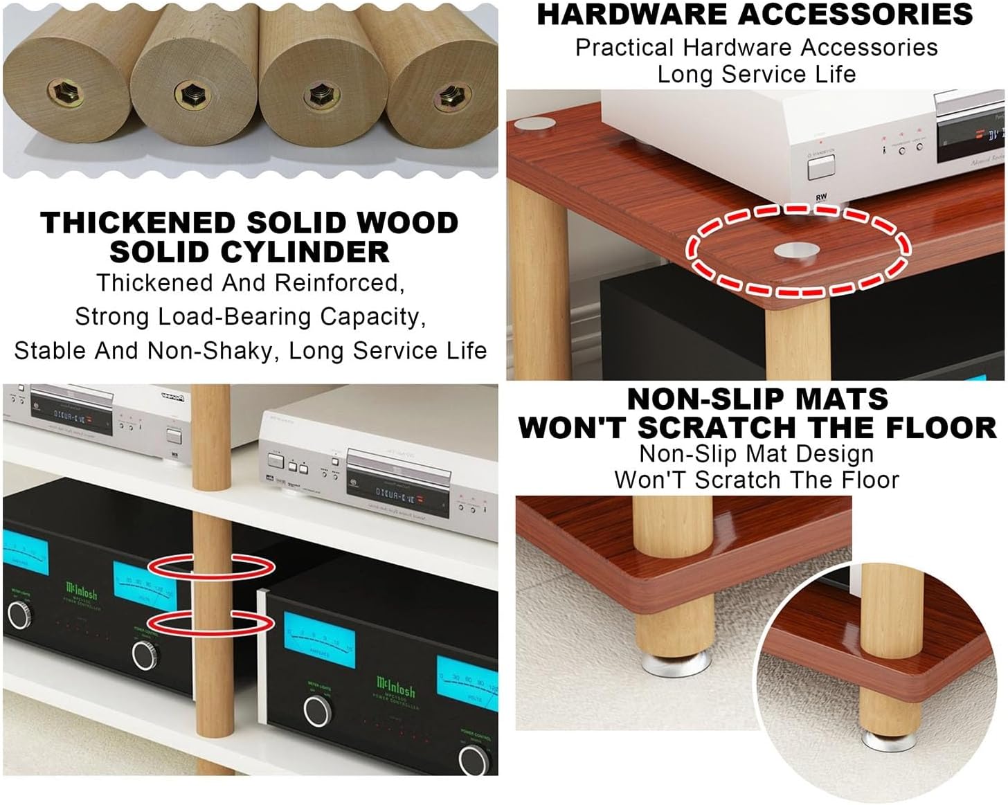 DLYZAYE Wood Media Stand with Power Strips