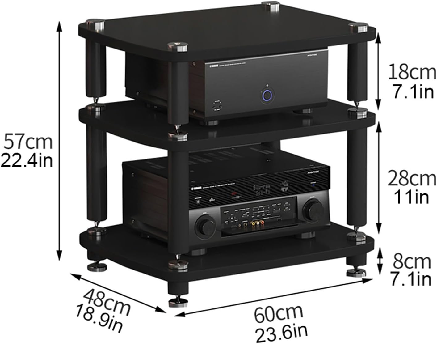 JIAHESHYP 3-Tier Media Stand Audio/Video Rack