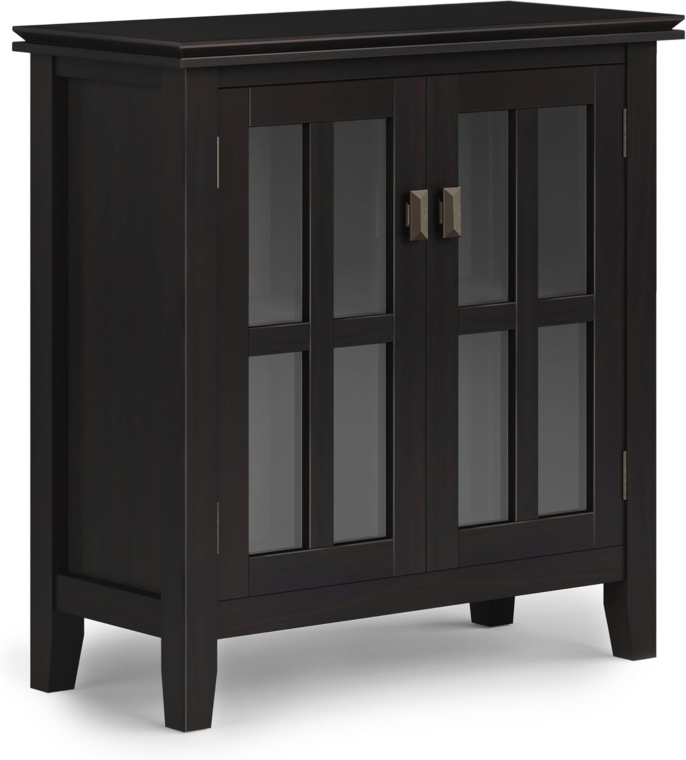 SIMPLIHOME Artisan SOLID WOOD 30 Inch Wide Contemporary Low Storage Cabinet in Hickory Brown