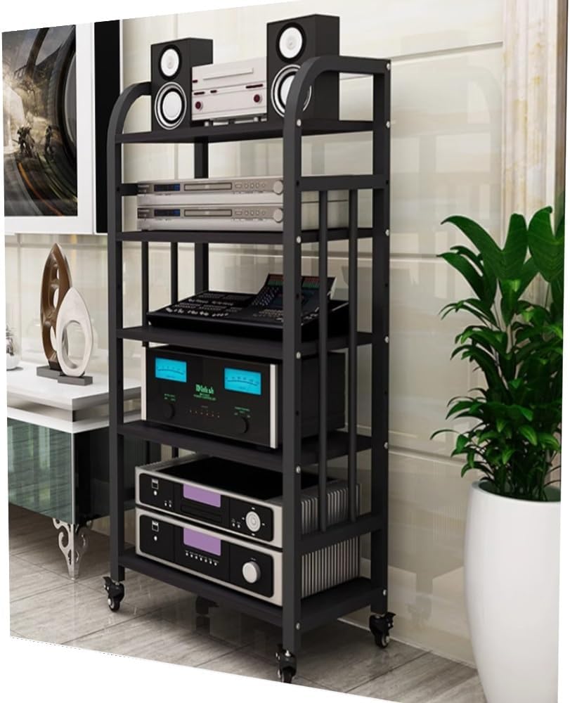 GenSDH 5Tier Audio Storage Rack Audio Rack Av Cabinet Media Stand Corner Tv Stand HiFi Components Cabinet Media Stereo Stand Shelves for DVD Players Game Console Tv Box