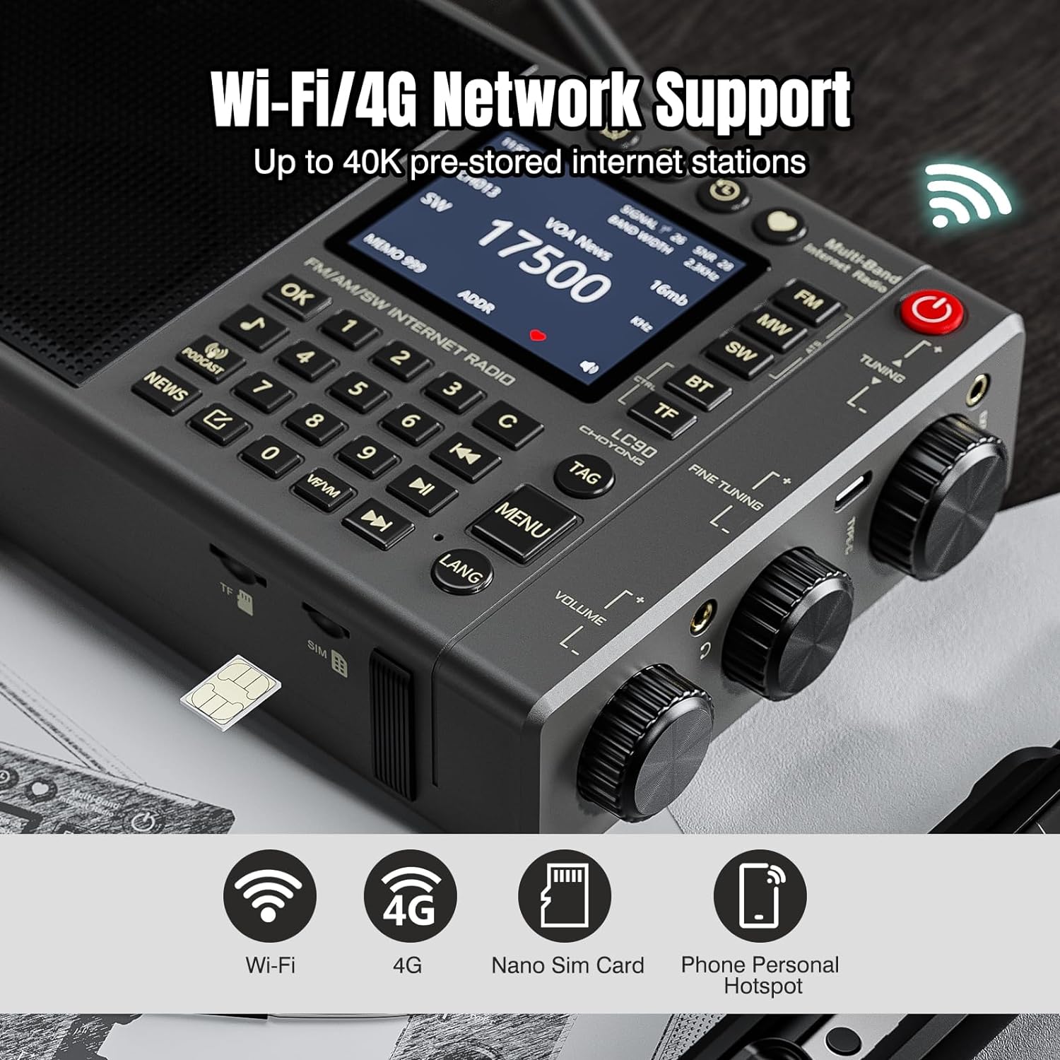 CHOYONG LC90 Wi-Fi/4G Internet Radio