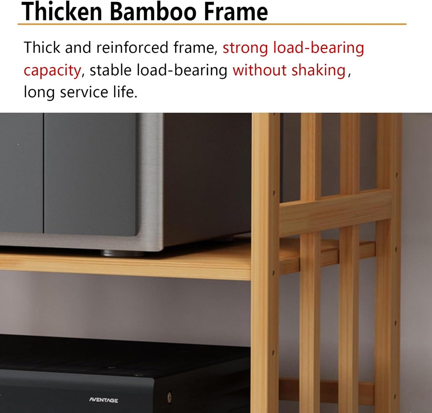 XingLi Wooden 3 Tier Audio Rack CD Media Player Stand Audio/Video Component Cabinet Floor-Standing Movable Storage Shelf for Living