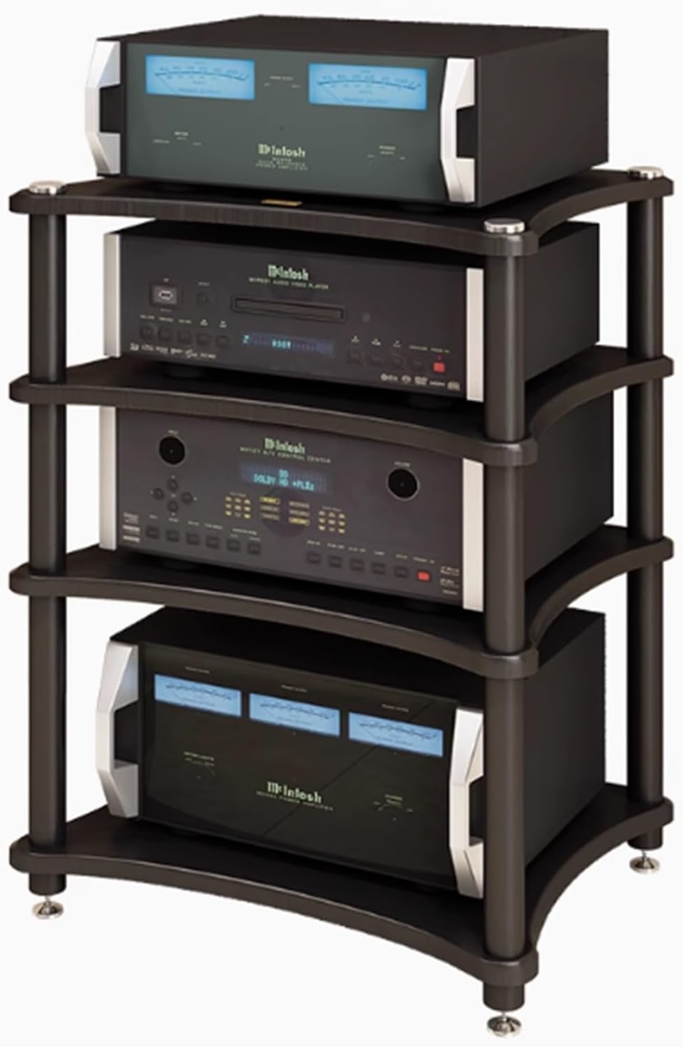 UrbanUp Audio Cabinet Rack 1-4 Tier AV Media Stand with 4 Steel Post