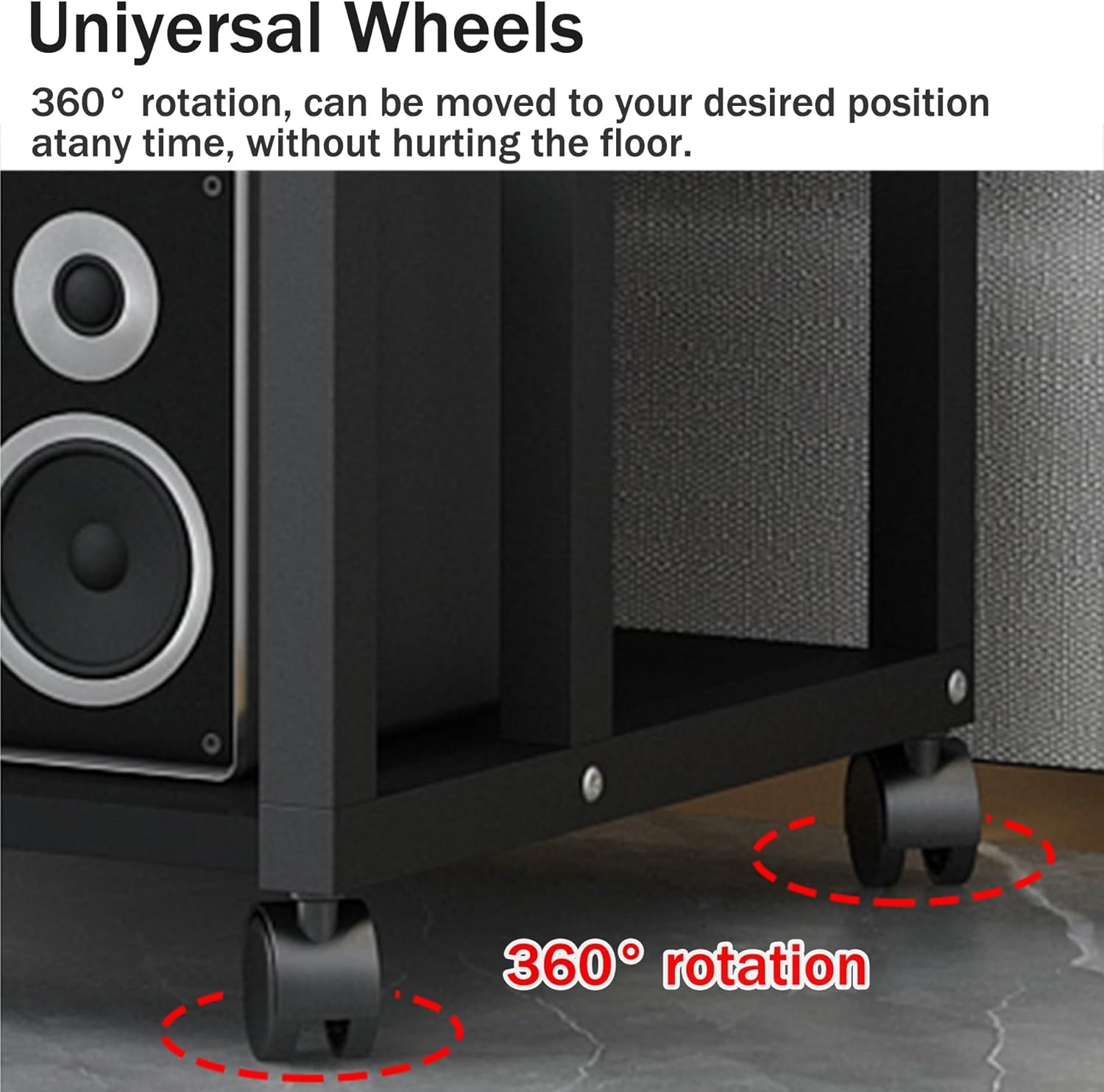 AV Media Stand with Wheels - 3-Tier Audio Rack