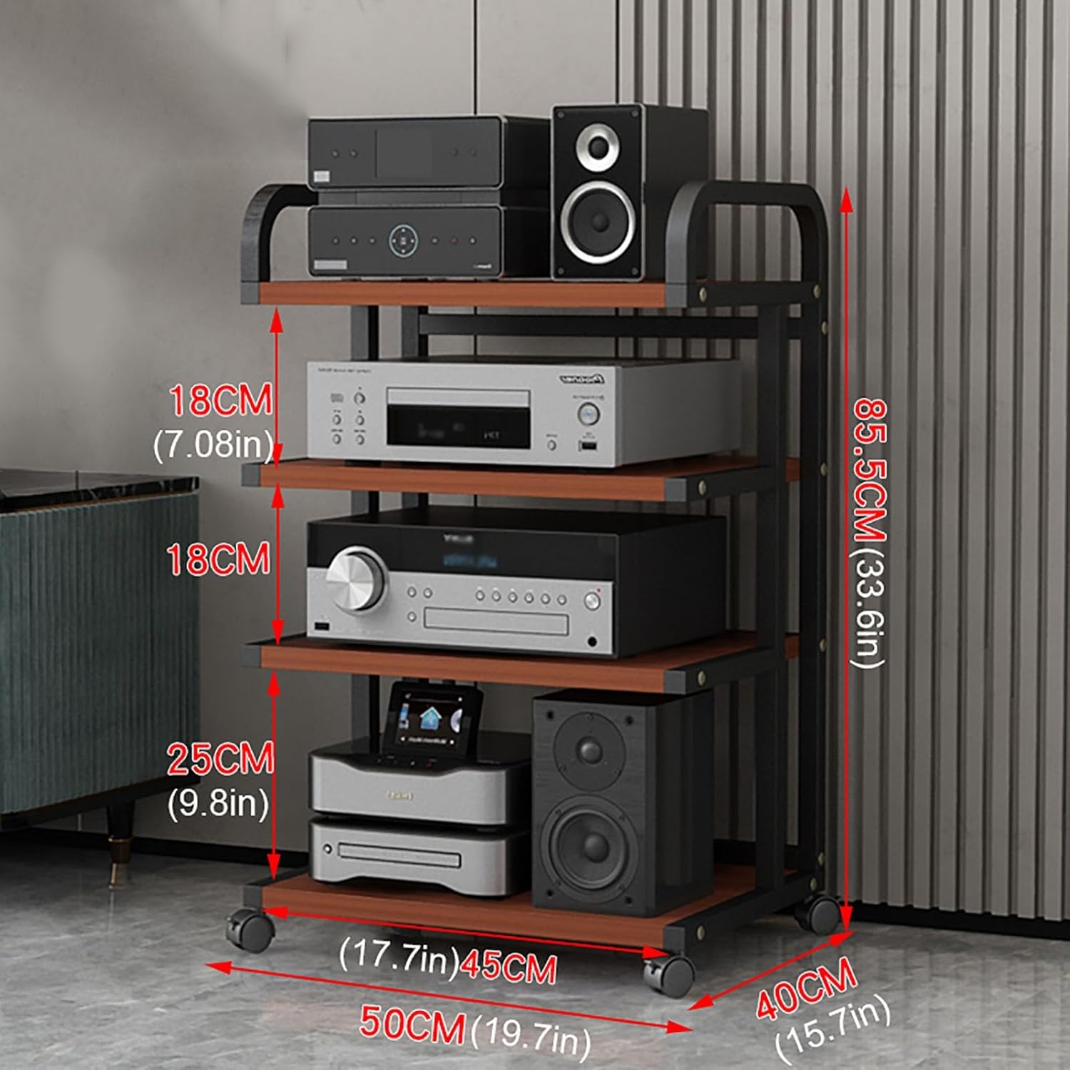 WUHUQN Media Stand 3/4/5 Tier Audio Rack CD Media Player Stand Audio/Video Component Cabinet Floor-Standing Multi-Function Shelf Cabinet for Home/Office/Audio Video/DJ/Theater 3 Styles Available