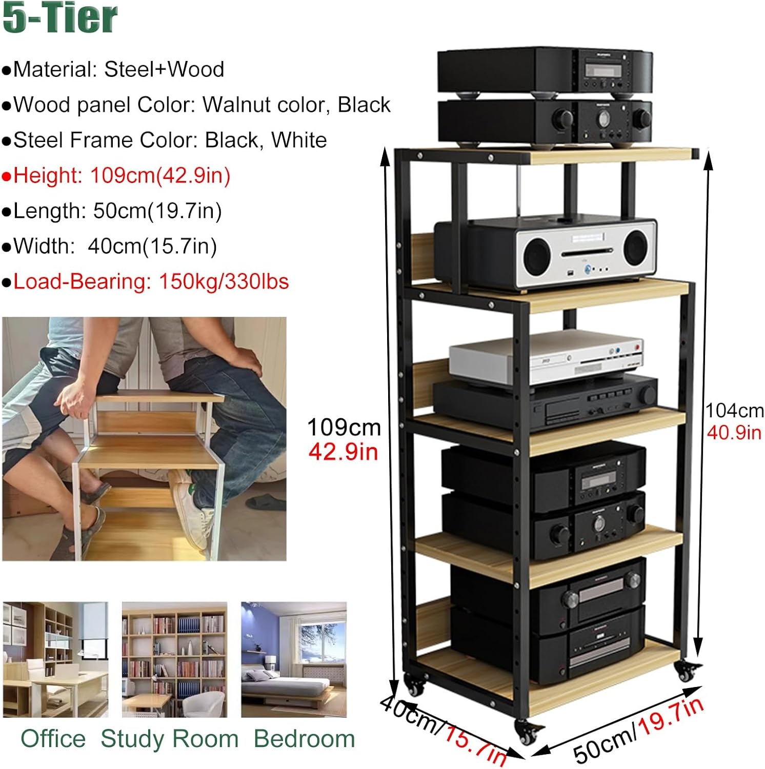 Audio-video Media Stand with Wheels
