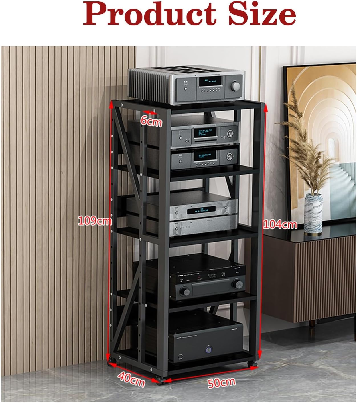 YLQFGUVWK 5-Tier AV Media Cabinet Stand Assembly Cabinet with Height Adjustable Wooden Stand for Home/Office/Audio Video/DJ/Theatre