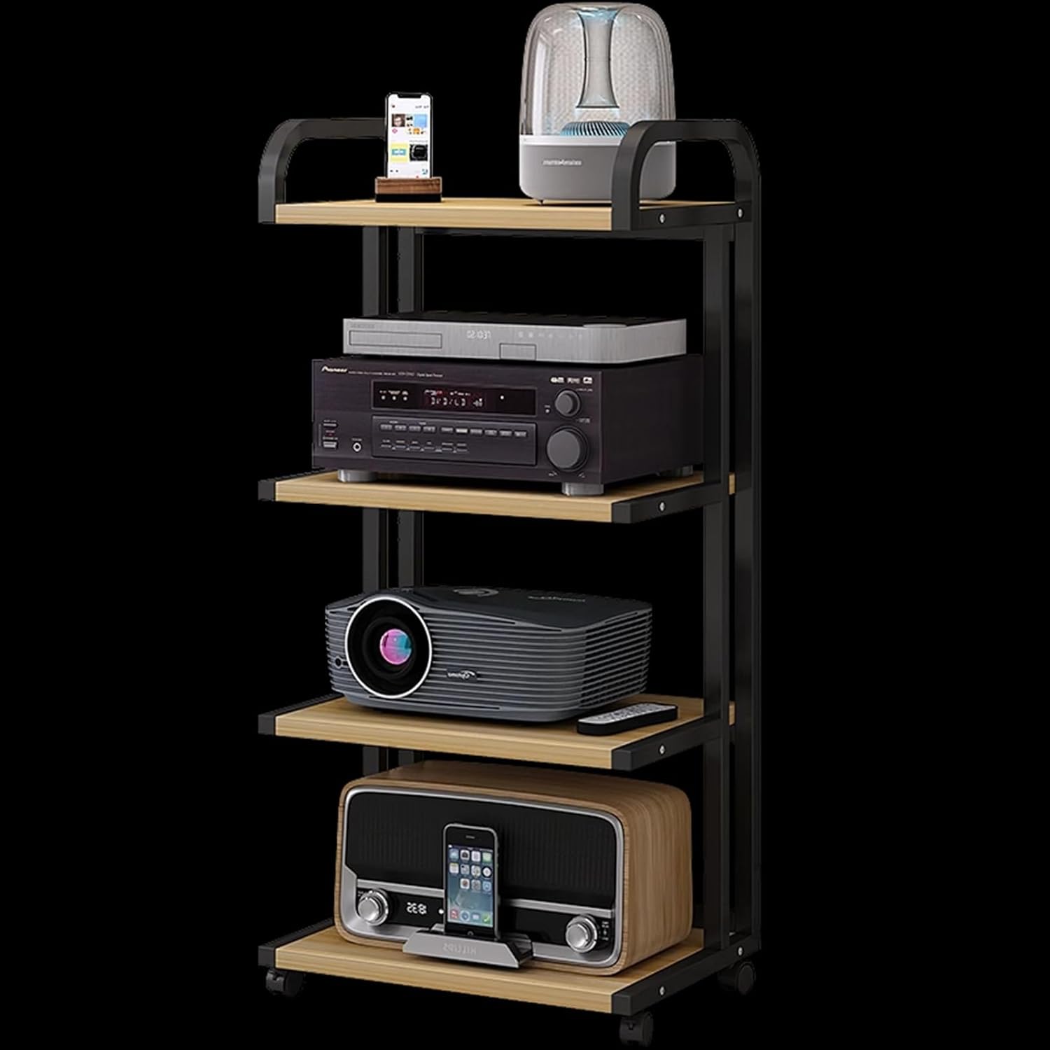 YLQFGUVWK 4-Layer Removable Media Stand Audio/Video Stand CD Player Stand Stereo Component Storage Cabinet for Home/Office/Theater(Color 3)