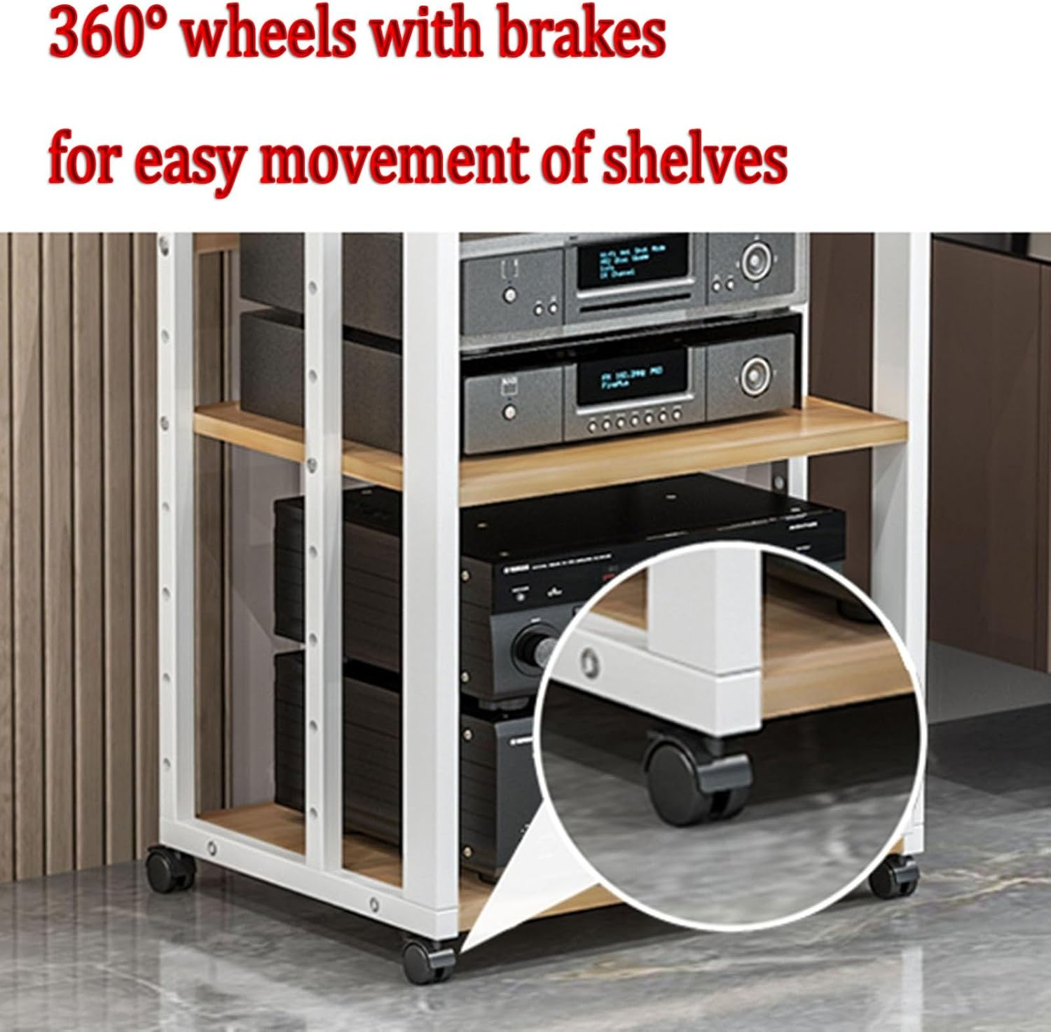 AErosx 4-Tier Audio Video Components Cabinet with Height Adjustable Wooden Shelf