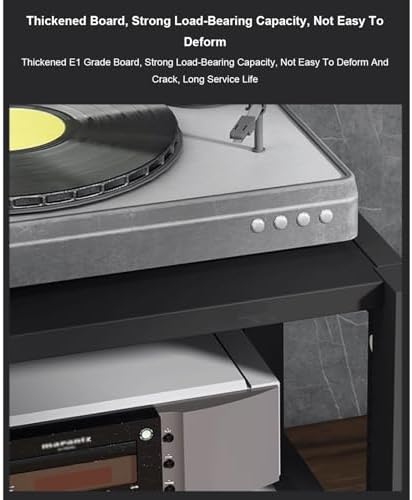 HiFi Stereo Audio Tower Rack - 3 Tier Wooden Media Stand with Adjustable Shelves