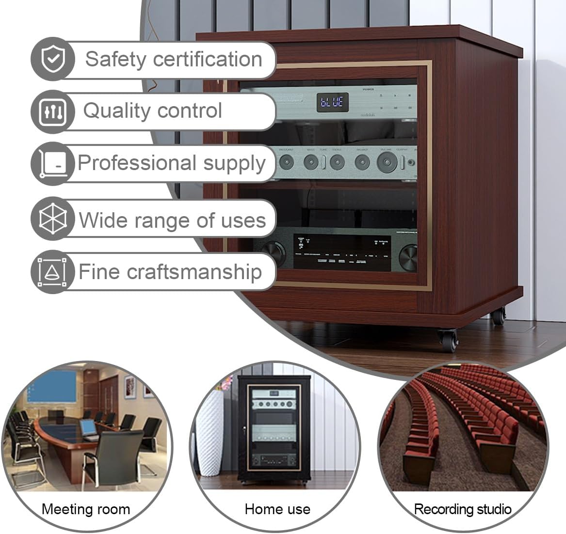 Audio/Video Component Cabinet with 4 U-bars