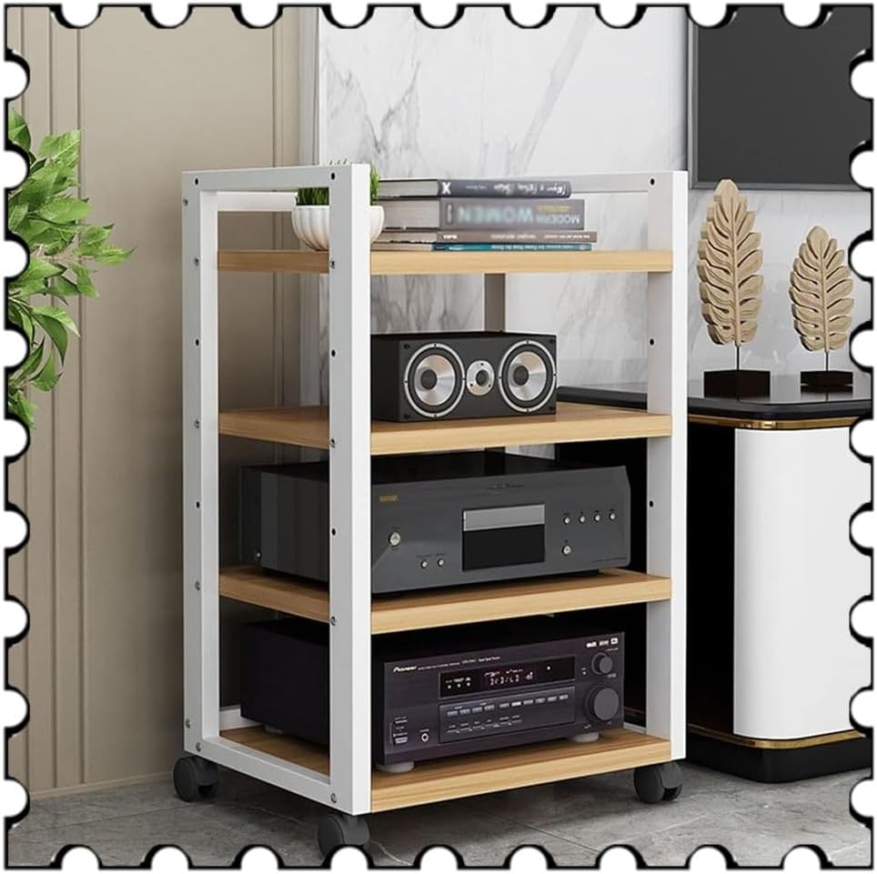 BIUBPW Media Stand 4 Tier 31in Tall Audio Video Component Cabinet