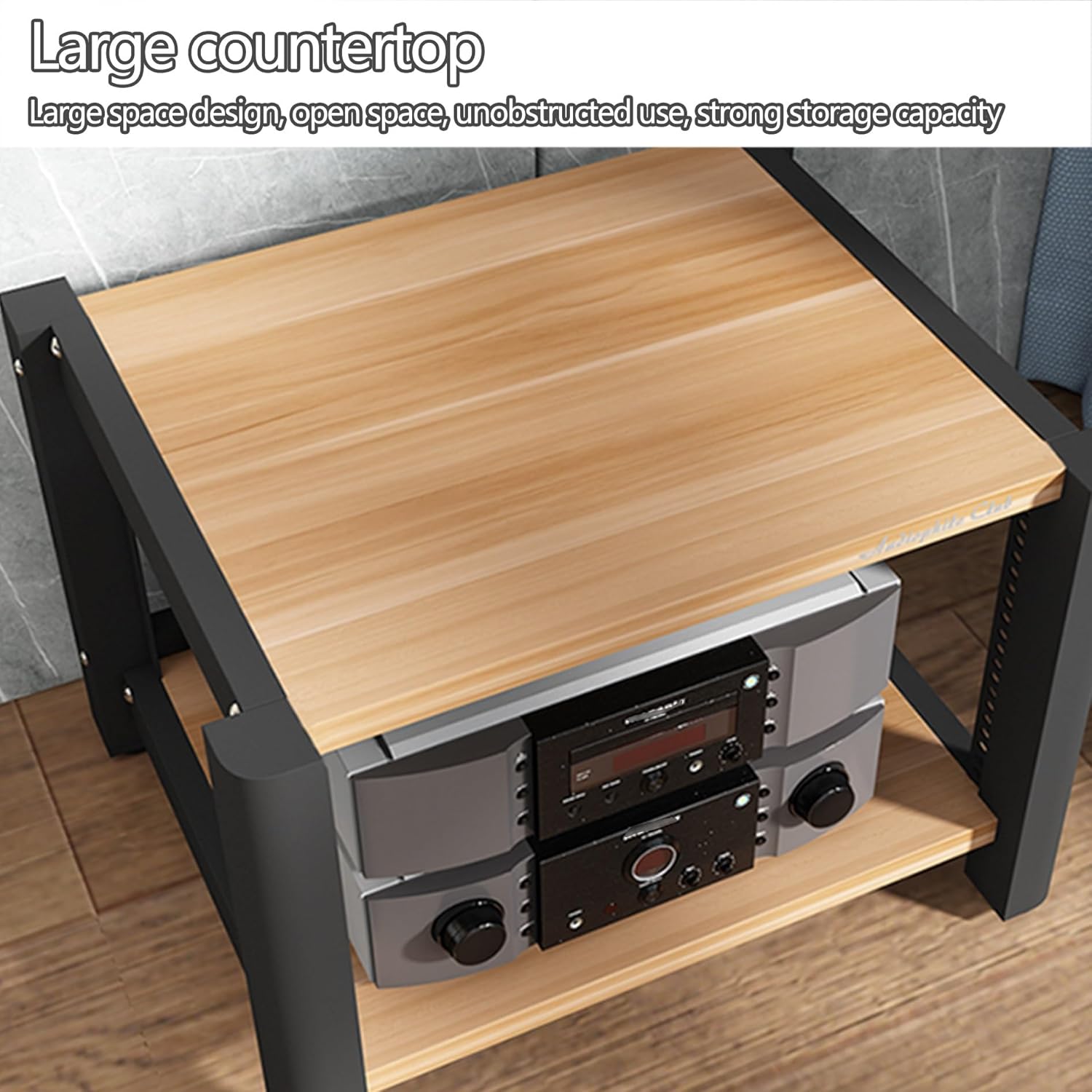 2 3 4 5 Tier AV Media Stand Stereo Cabinet Furniture Open Tower Stand Audio-video Shelving Component Rack Game Console CD DVD Storage Shelf Small Entertainment Center Shelves for Home Living Room(Teak