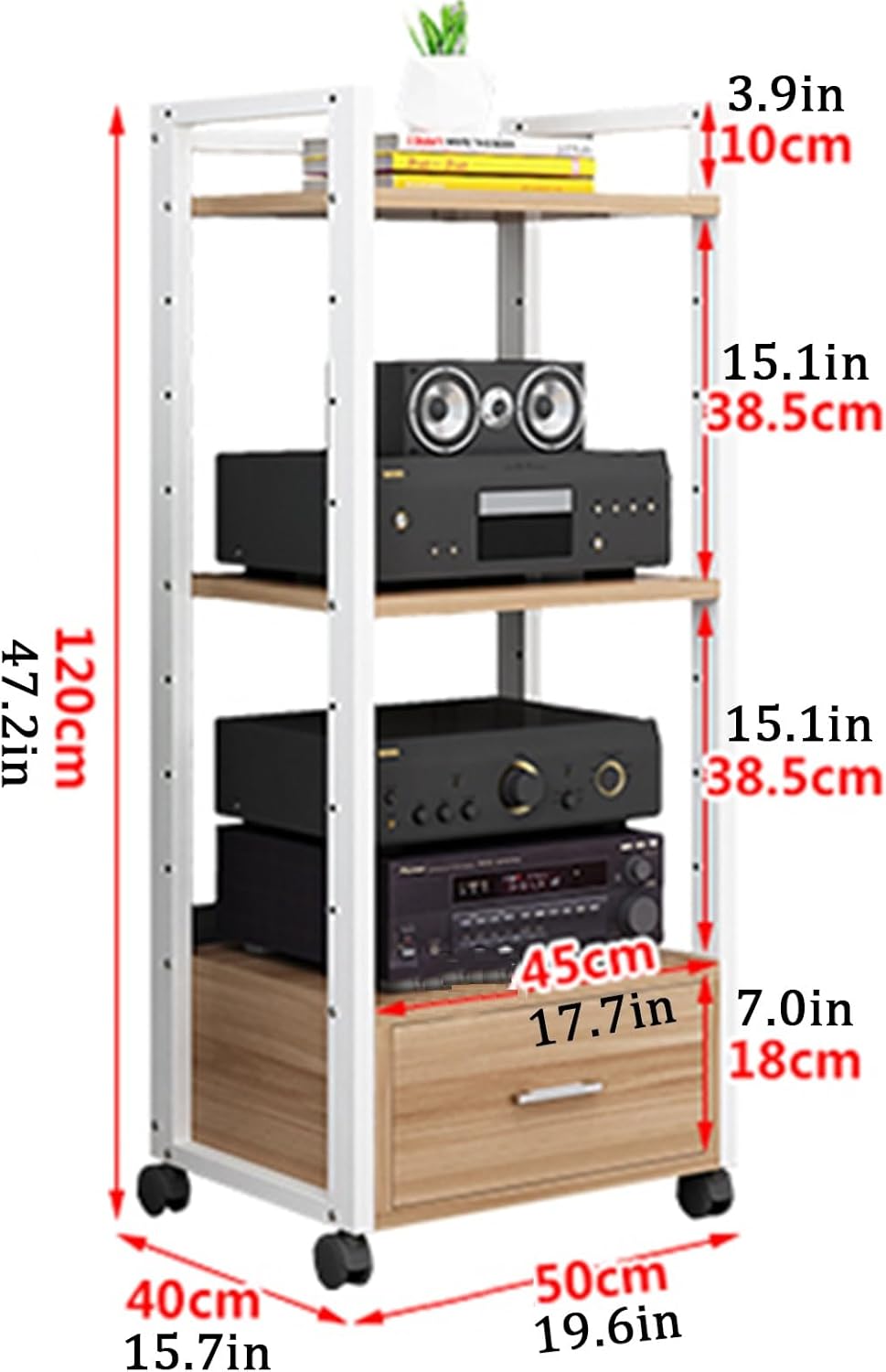 WUHUQN Media Stand AV Media Stand with Drawer