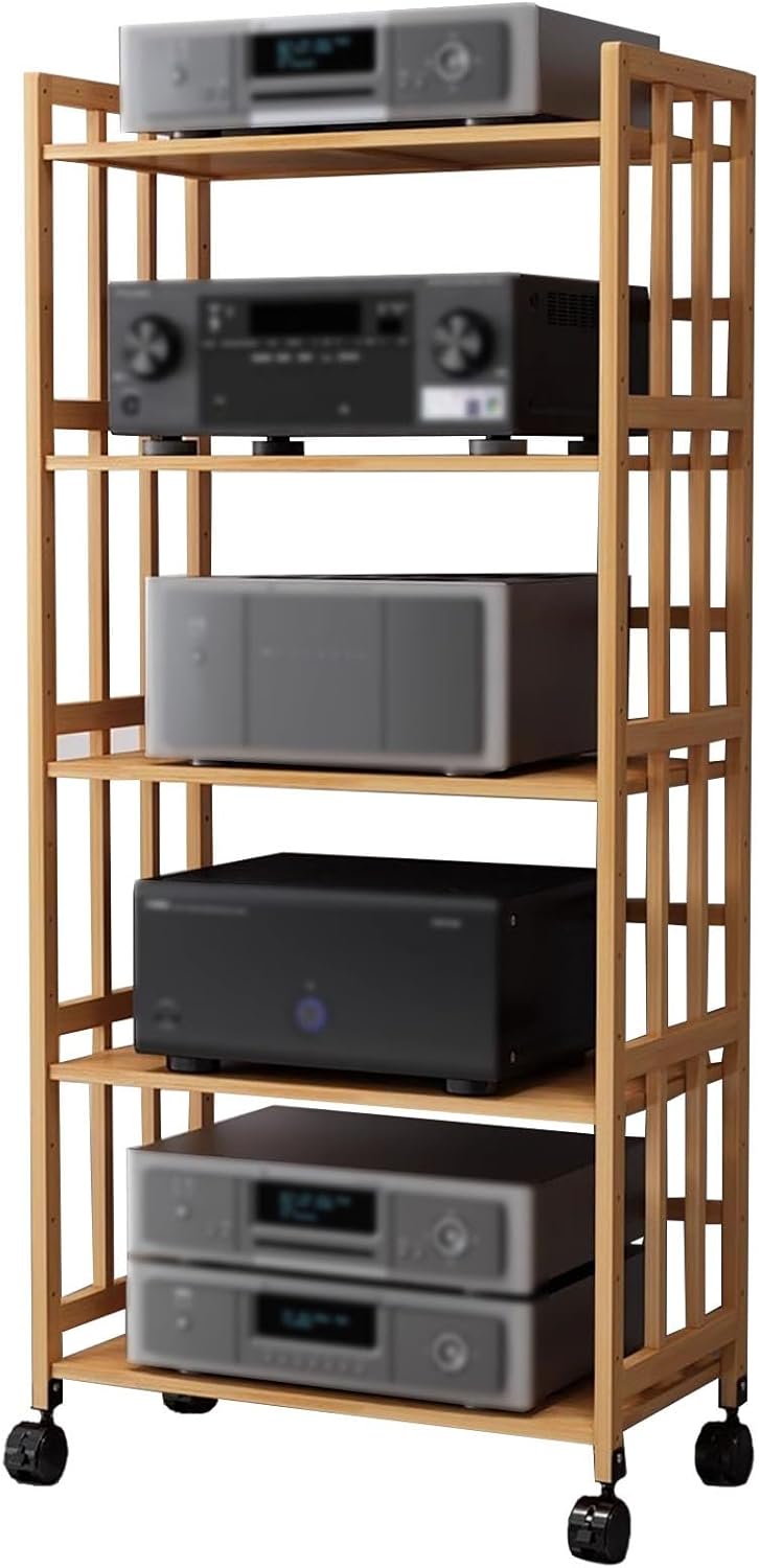 WUHUQN Media Stand 5 Tier Home Office Stereo Components Unit Cabinet