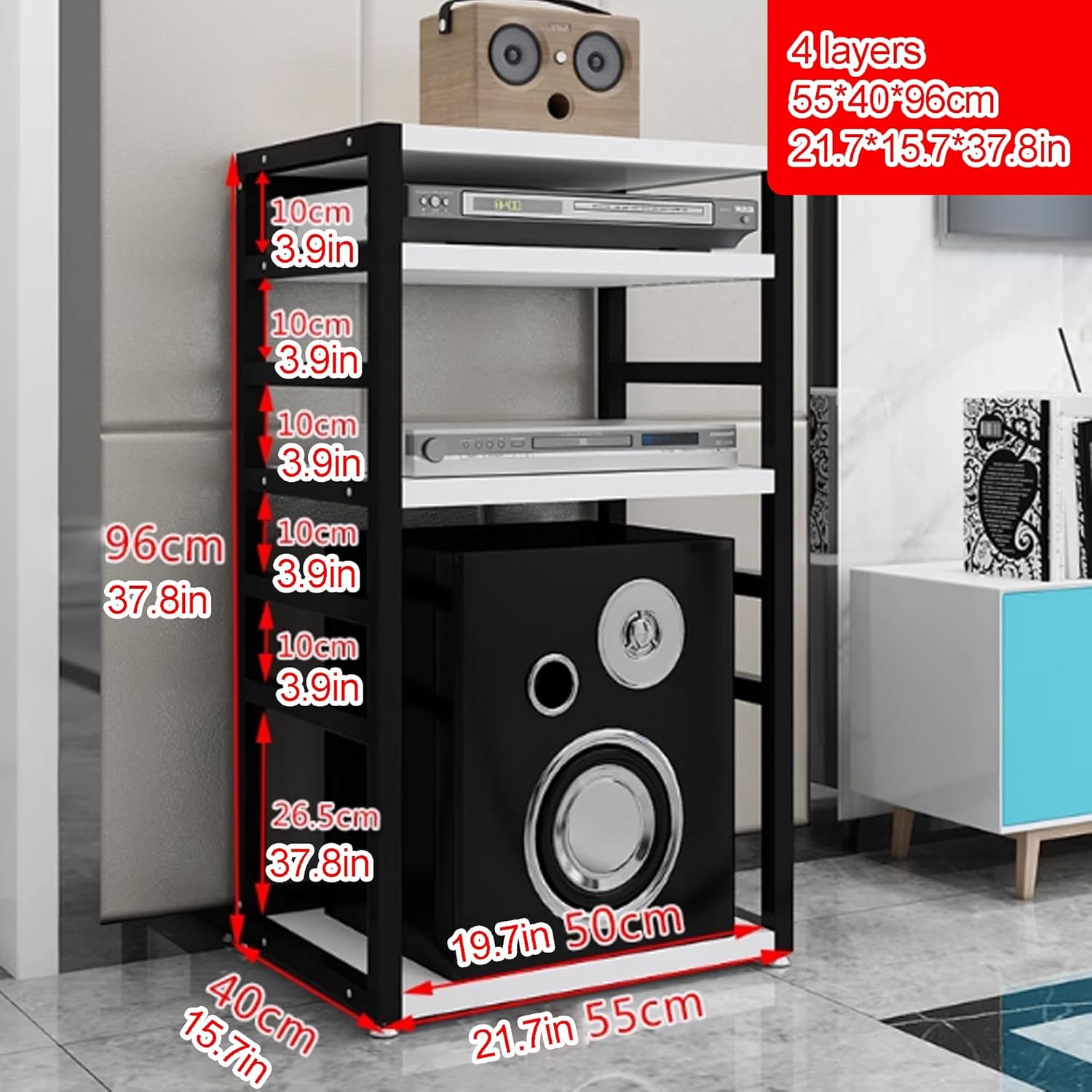 Open AV Media Cabinet - Audio Rack & Stereo Stand for Living Room