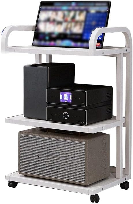 YLQFGUVWK 3 Layer Removable AV Media Stand CD Player Stand Stereo Component Storage Cabinet With Height Adjustable Wooden Shelves