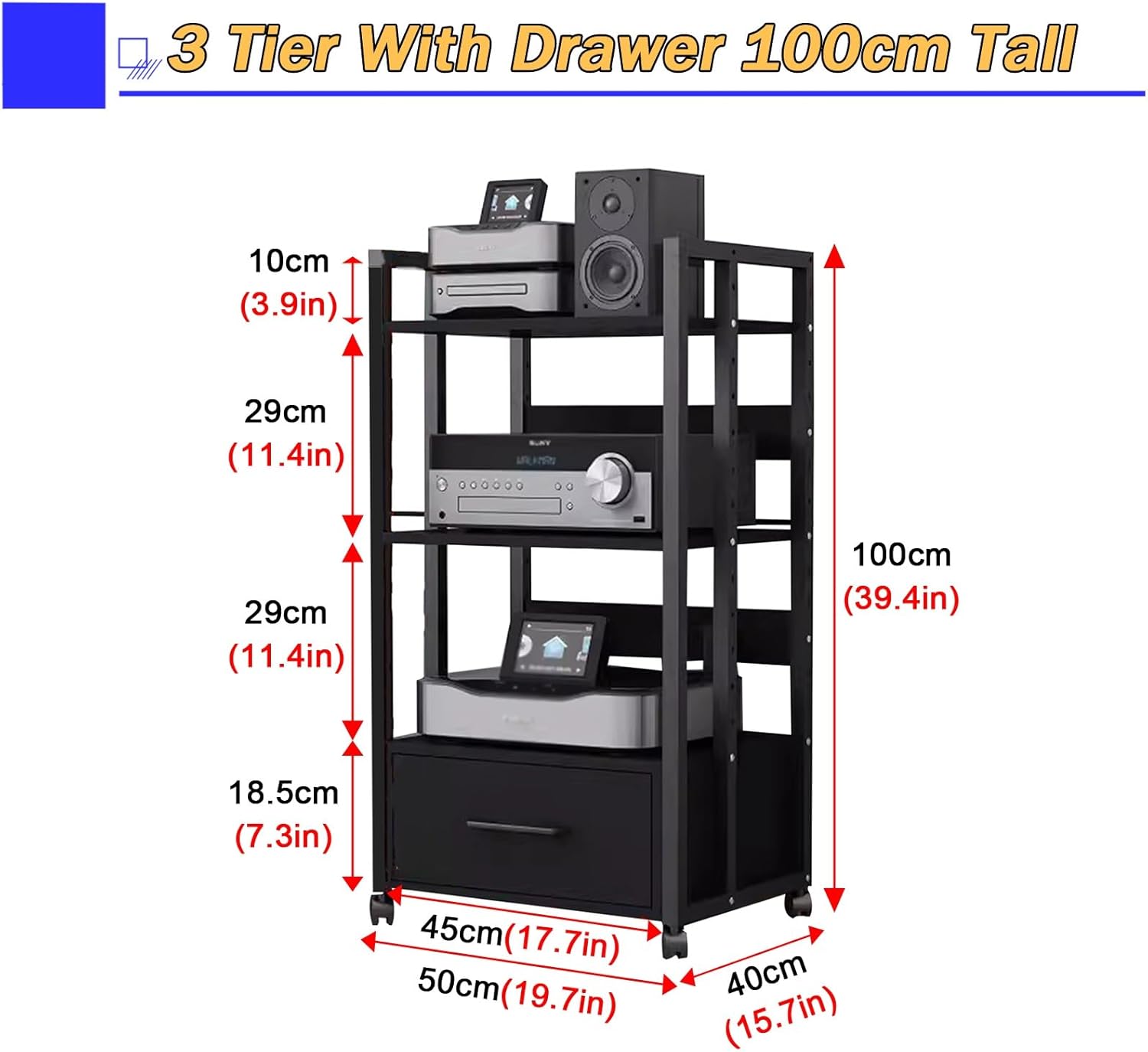 5/4/3/2-Tier AV Media Stand Vertical Storage Cabinet