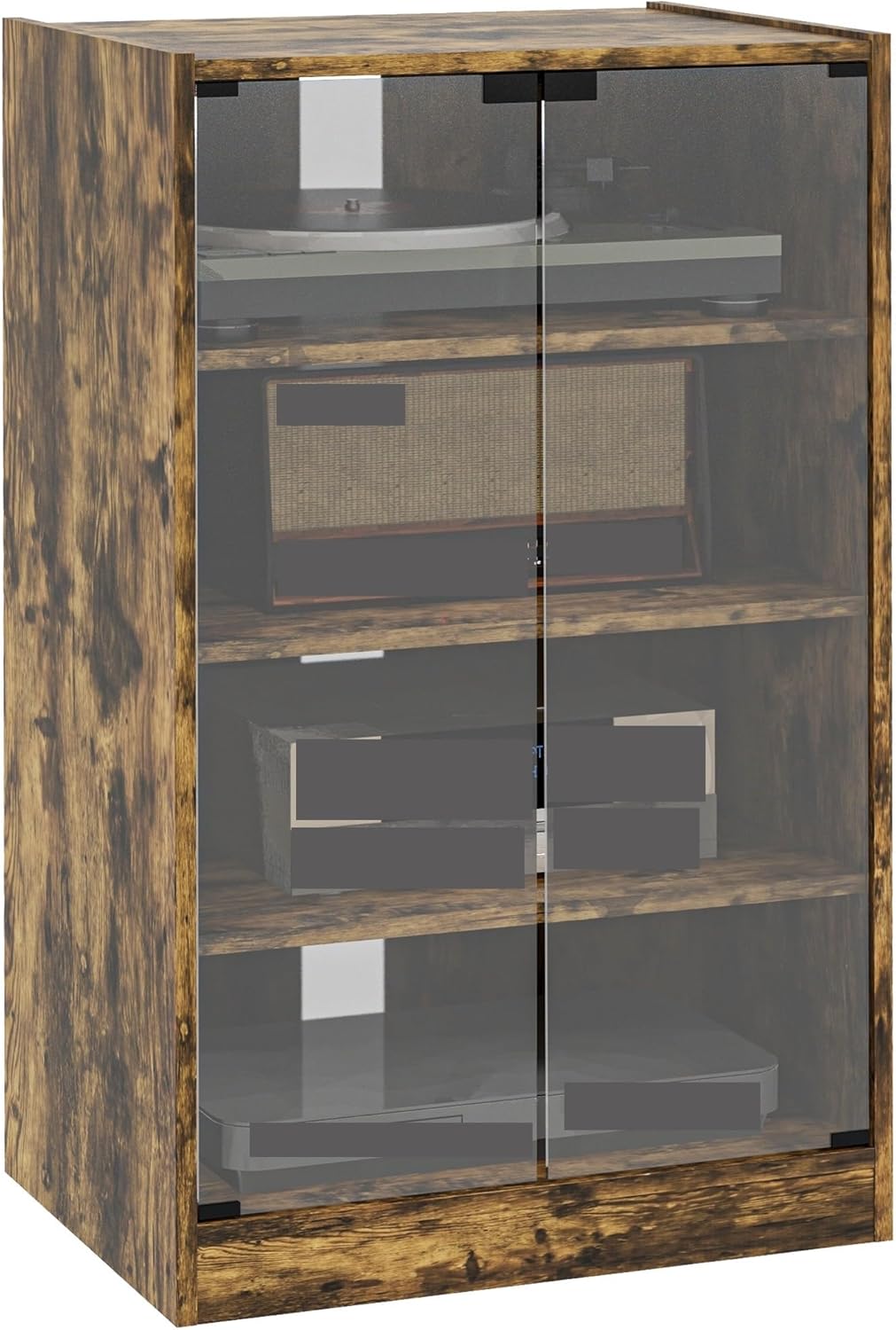 Retro Media Cabinet with 4-Tier Stereo