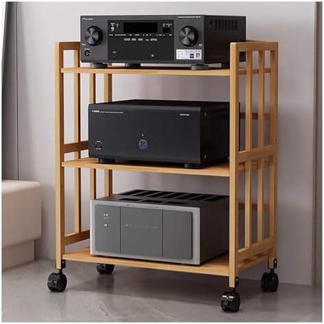 2 3 4 5 Tier Stereo Rack System Cabinet with Height-Adjustable Shelf & Wheels