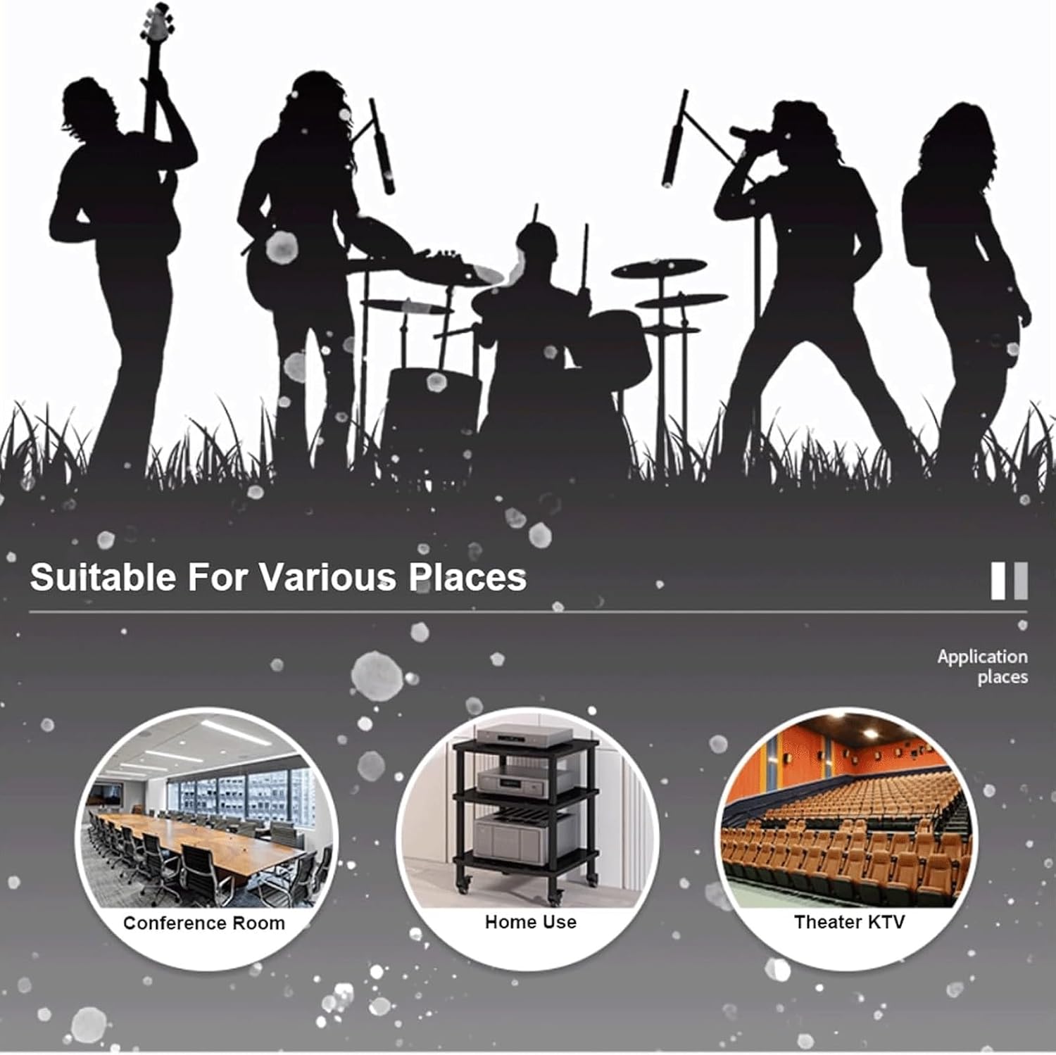 PZEOB AV Media Player Stand Media Stand with Wheels 2/3/4Tier Audio Rack Tower