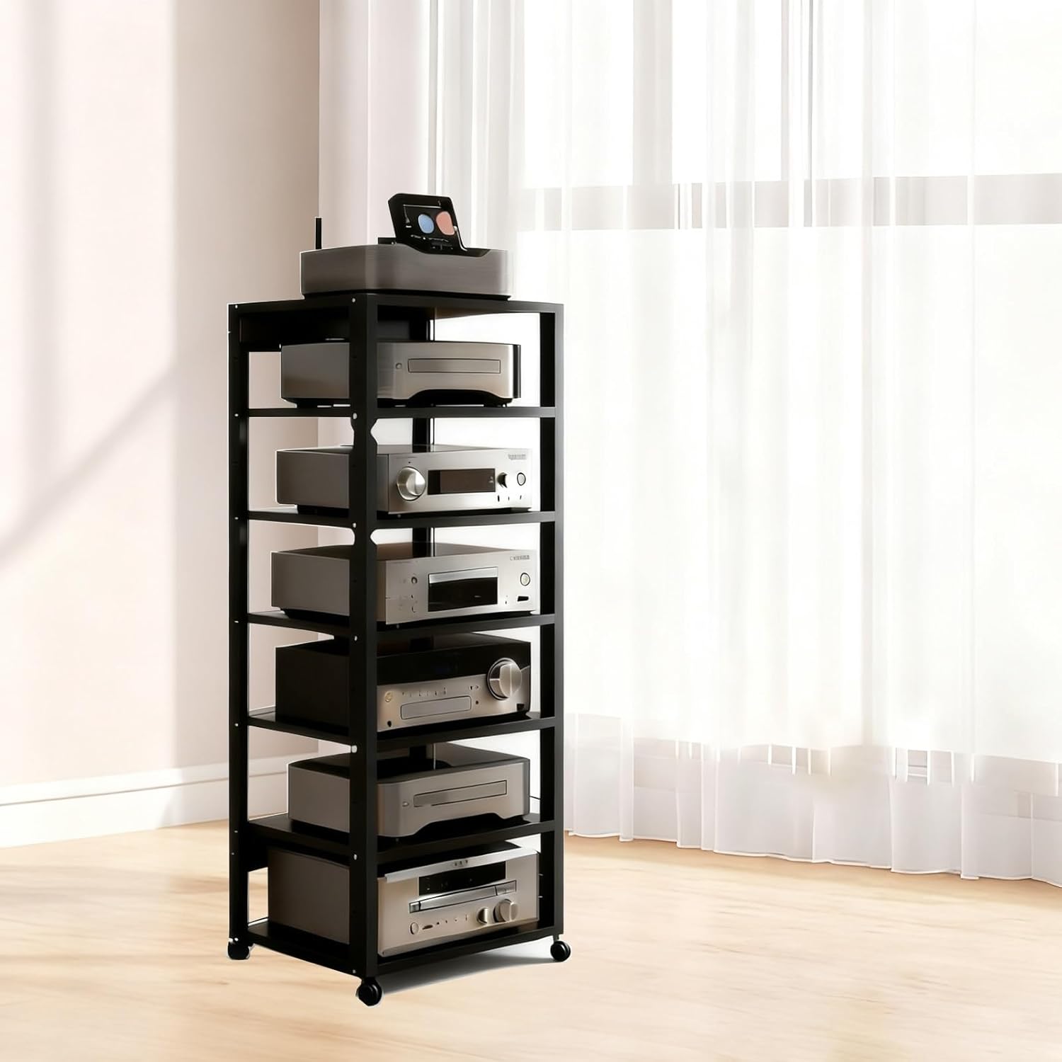 7-Tier Av Media Stand with Wheels