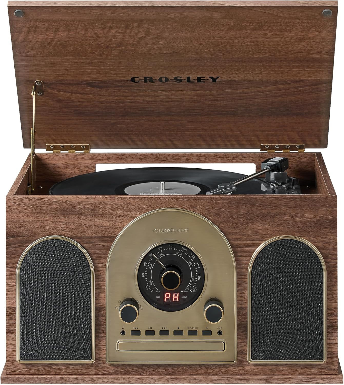Crosley CR7025A-WA Hayes 8-in-1 Bluetooth Vinyl Record Player