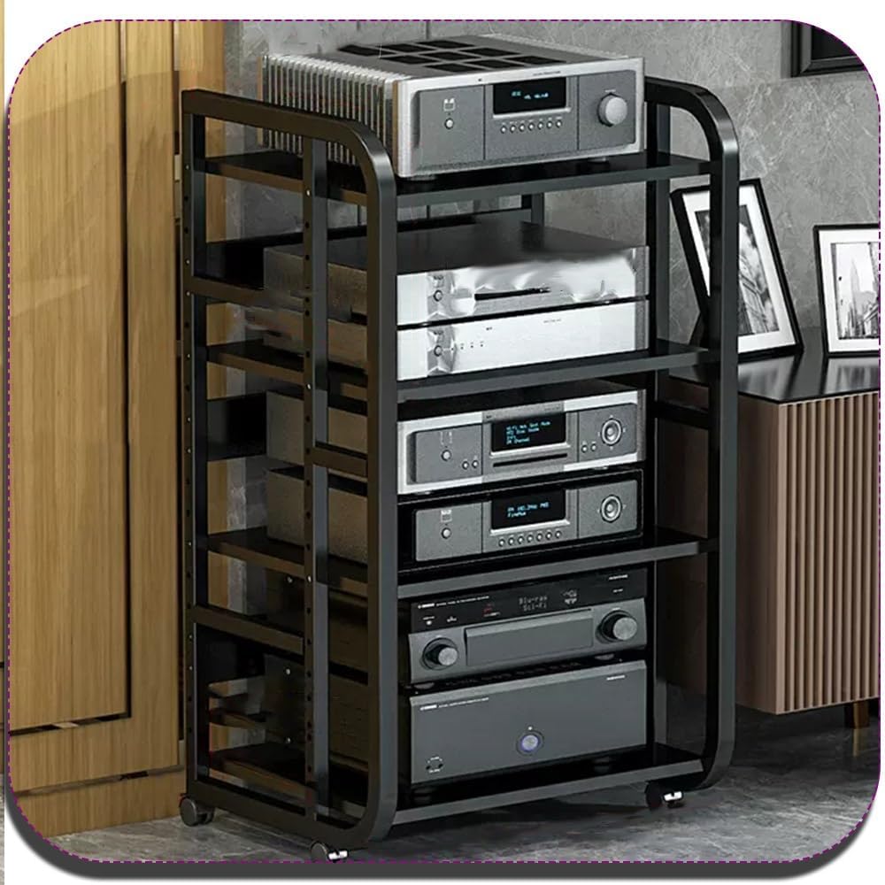 NILZA 3-Tier AV Media Stand Corner Shelf Media Storage Cabinet