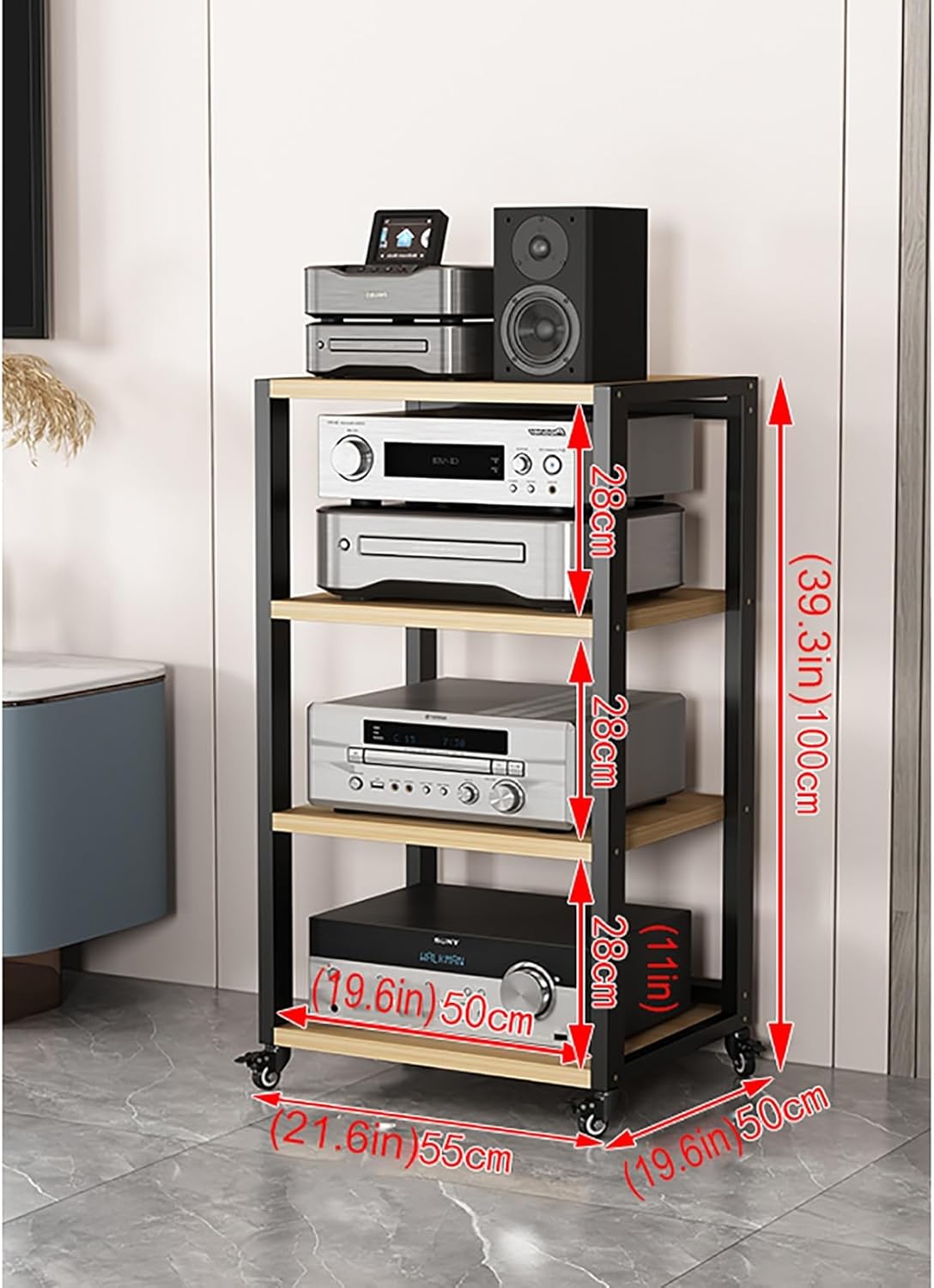 XingLi 4-Tier Audio Video Components Cabinet