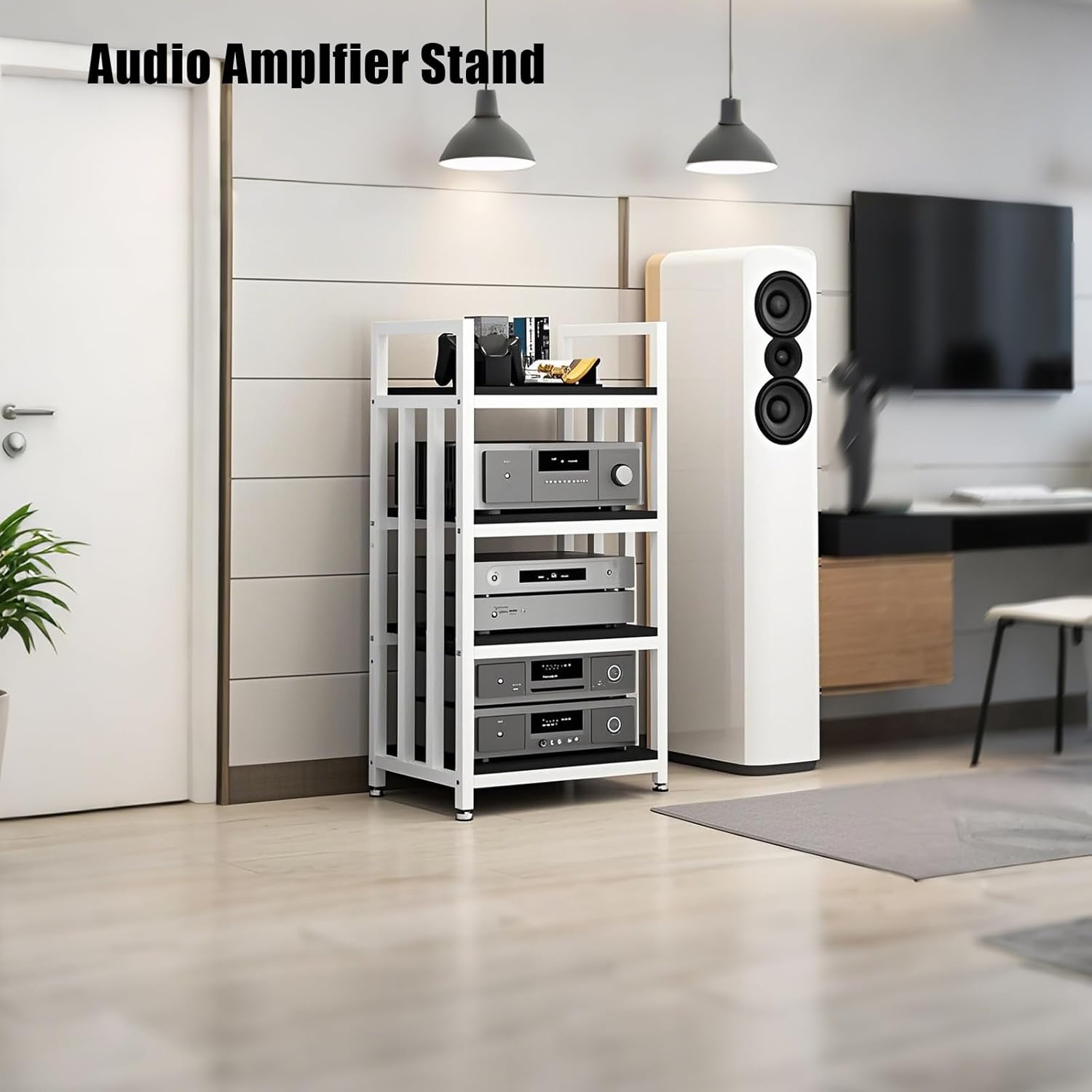 Zdlopteron 4 Tier Metal Stereo Media Stand with Adjustable Shelves