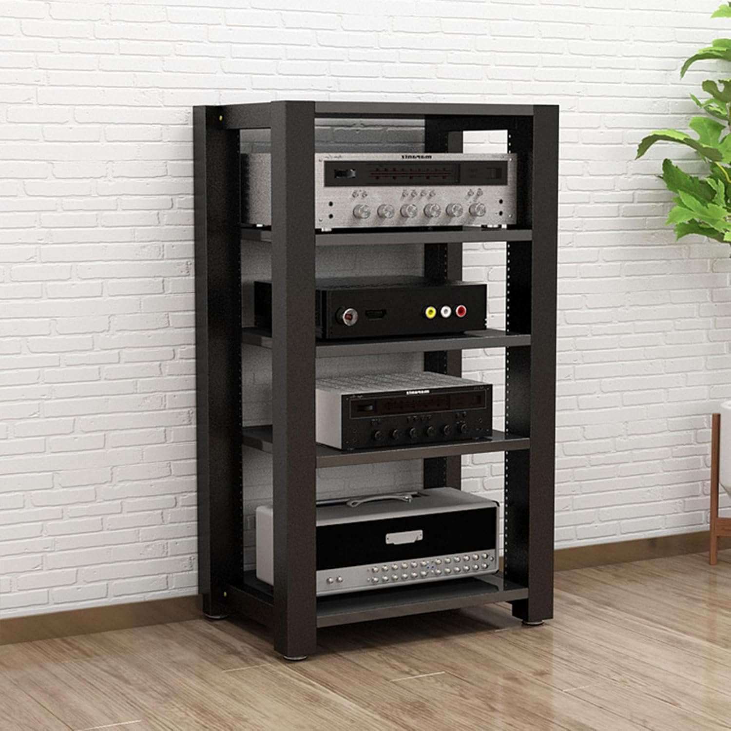 UYCVT Movable Media Stand 5-Tier Media Stand Audio/Video Component Cabinet Cd Player Stand Stereo Equipment Storage Rack