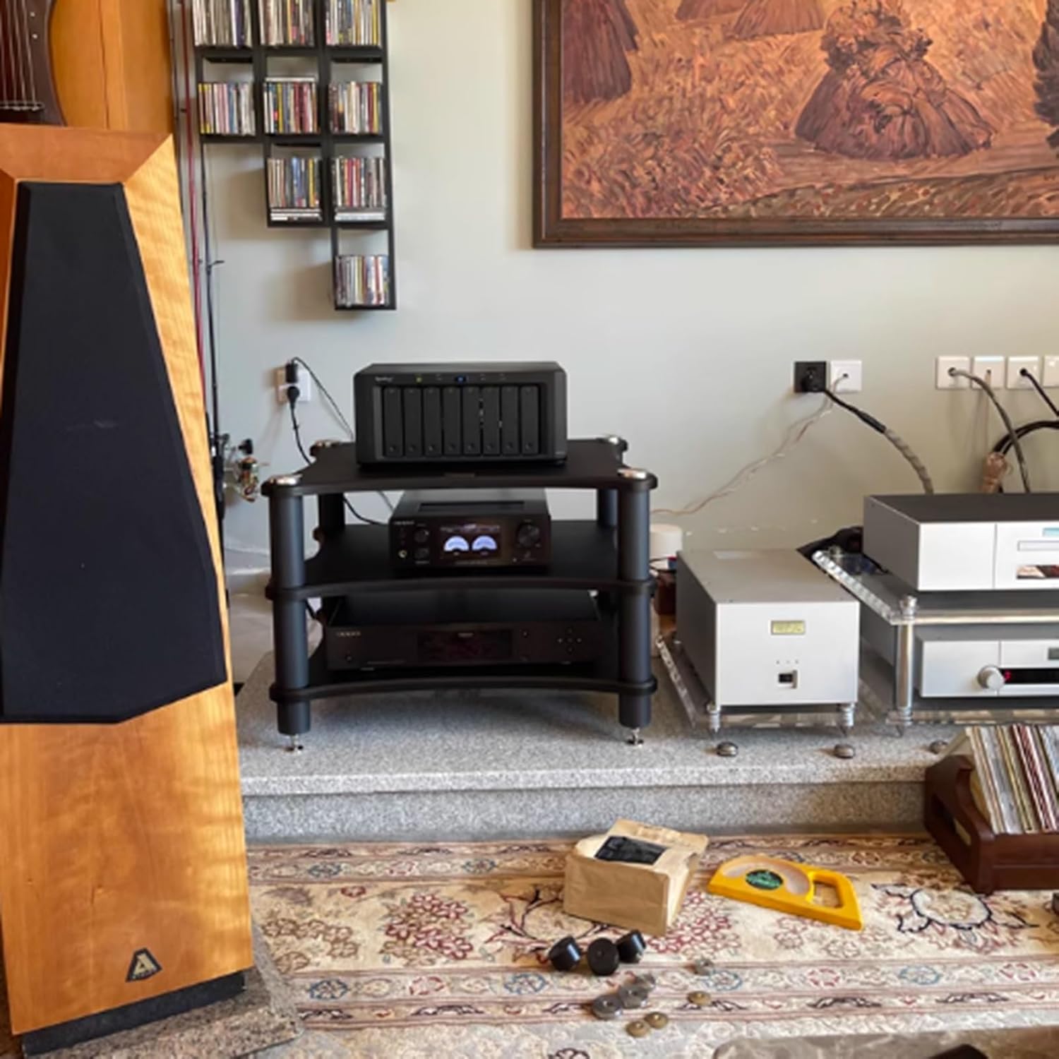 UrbanUp Audio Cabinet Rack 1-4 Tier AV Media Stand with 4 Steel Post