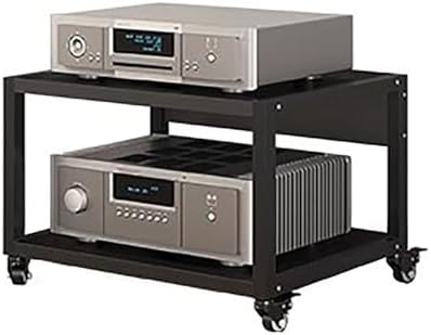 USZWBY HiFi Racksheavy Duty HiFi Audio Rack Cabinet with Av Shelf 3 Tier Audio Rack Tower On Wheels for Entertainment Stereo Components H 69.5Cm (H 35Cm-2 Tier)