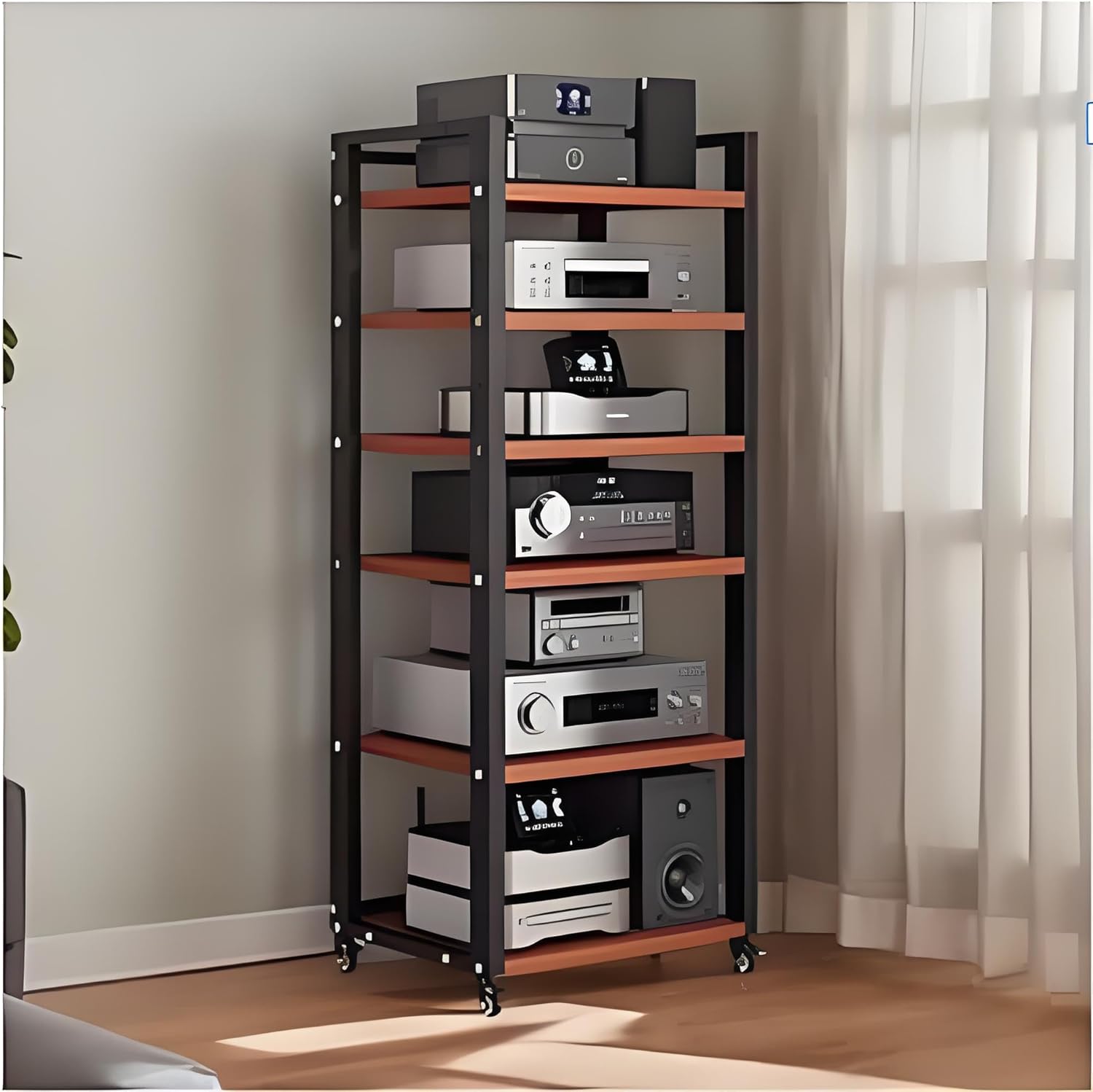 6-Tier Rolling AV Media Stand