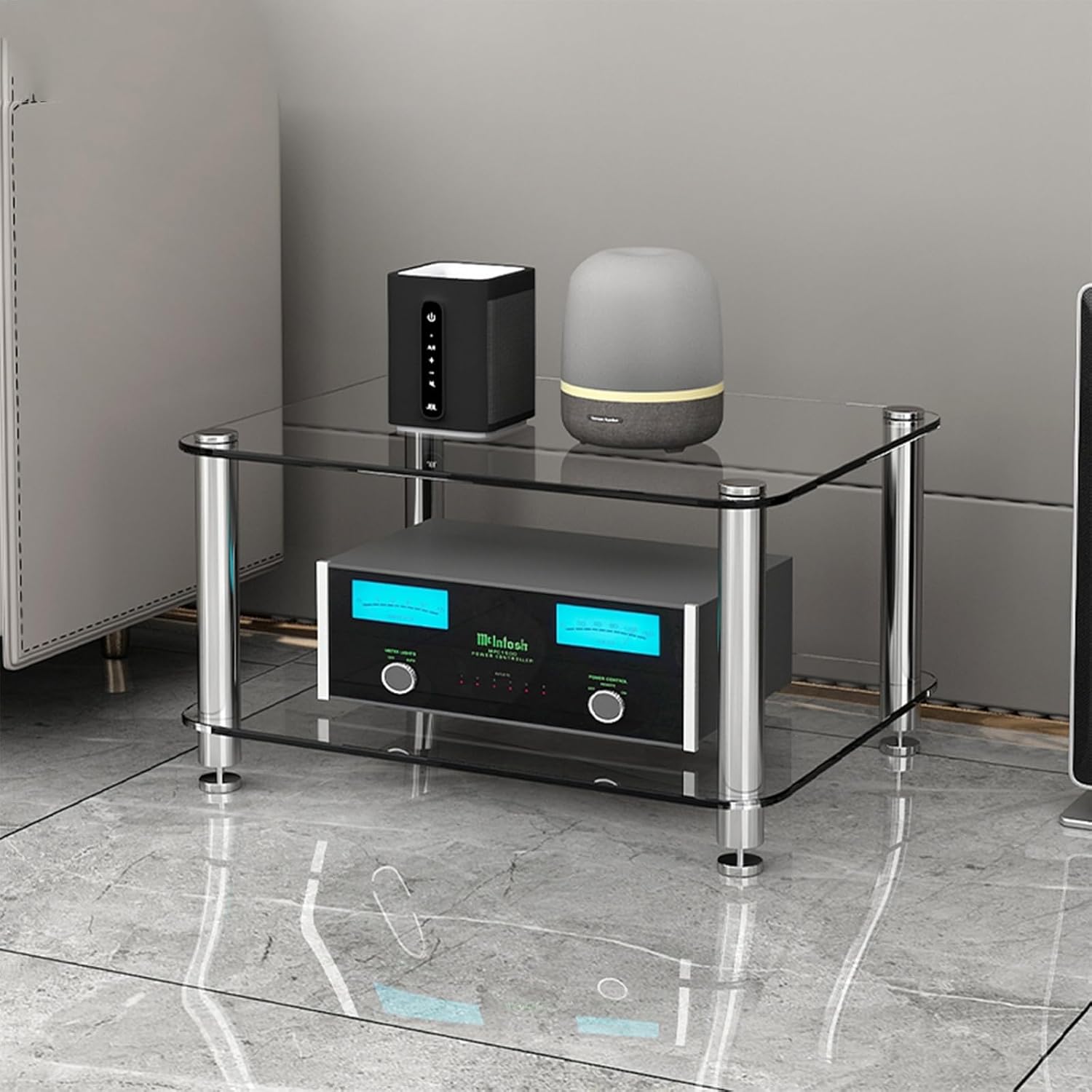 THNSAWX 1/2/3/4-Tier Glass Media Stand