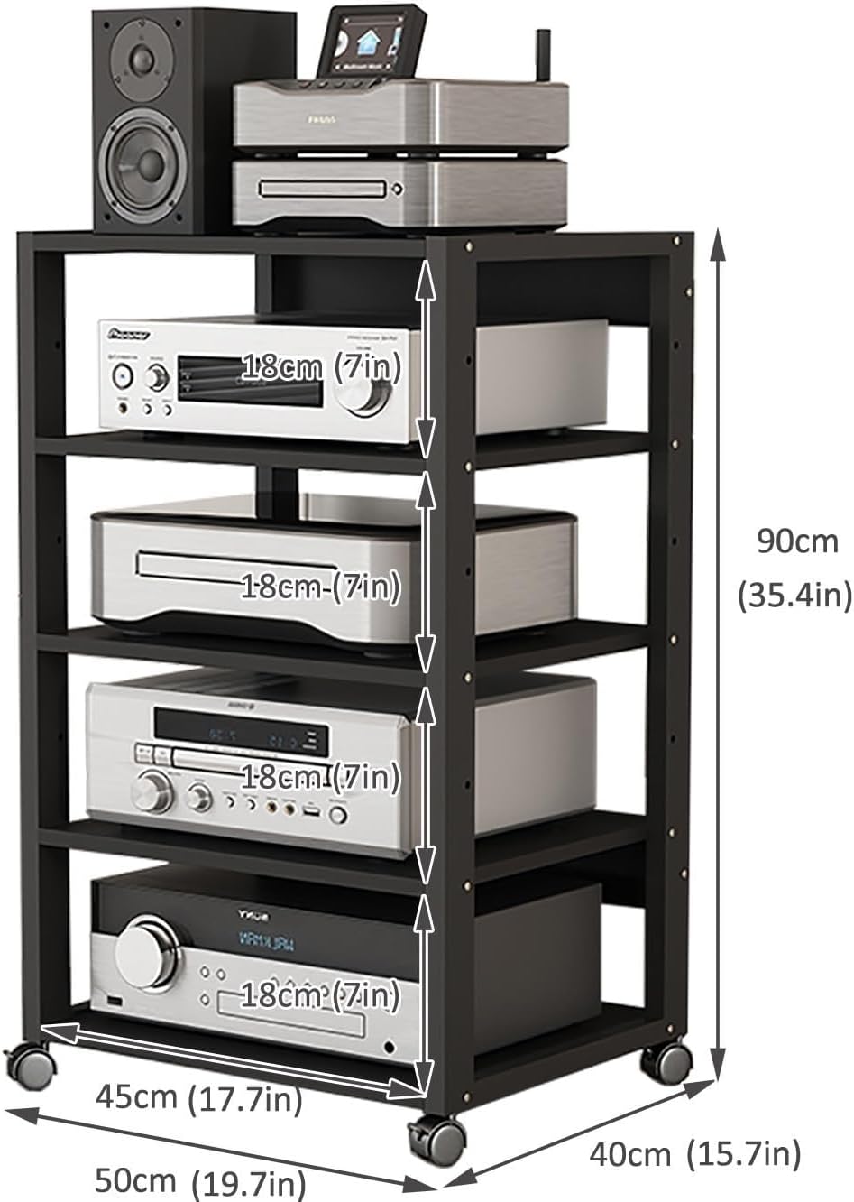 3/4/5 Tier Audio-Video Media Stand with Adjustable Shelves