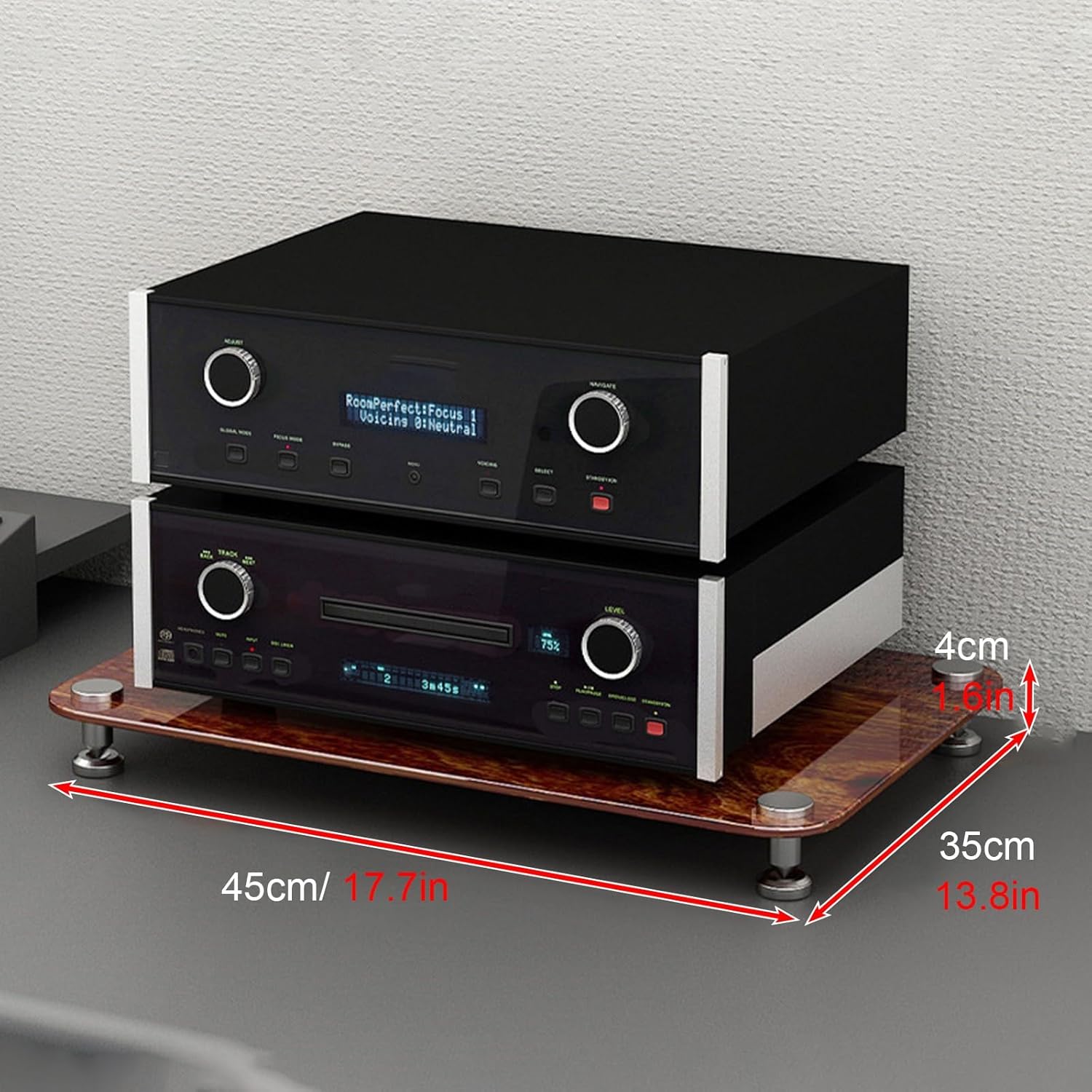 WUHUQN Media Stand Corner TV Stand/Audio Rack Cabinet with Tempered Glass