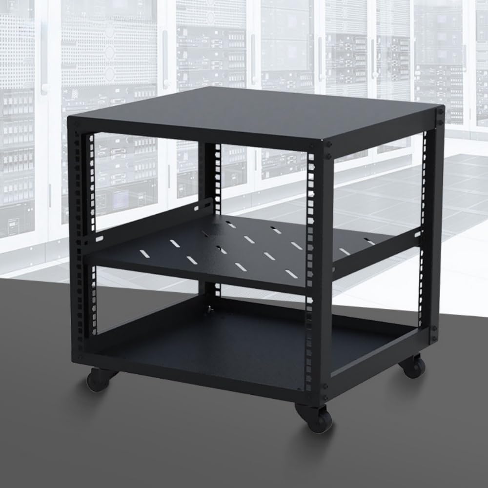 Wcxixo Media Storage Cabinet with Height Adjustable Shelves Audio Video Media Stand Cabinet Modern AV Cabinet Storage for Entertainment Stereo Component for Gaming Meeting Living Room Studio