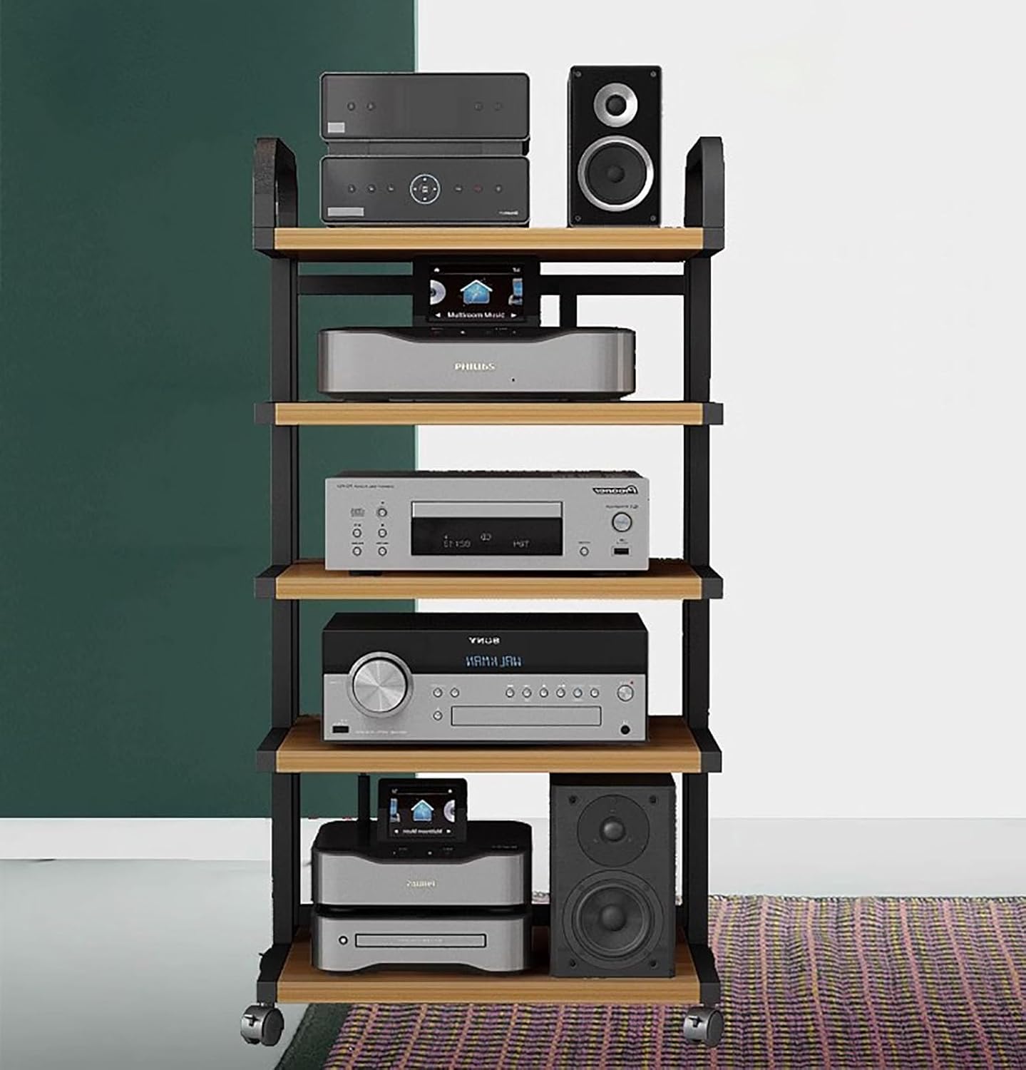 YLLFFLL Home/Living Room Rolling Audio/Video Component Cart with Wheels