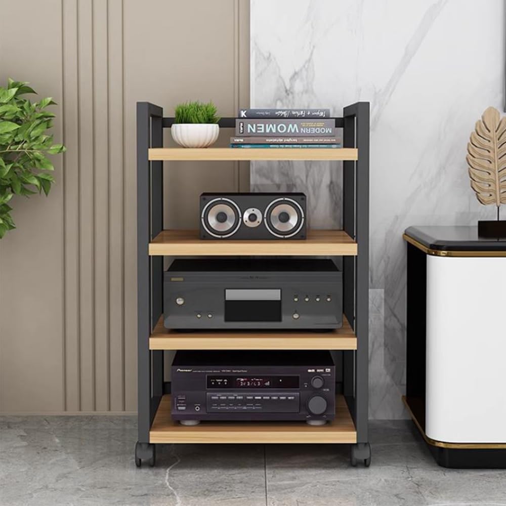 BIUBPW Media Stand 4 Tier 31in Tall Audio Video Component Cabinet