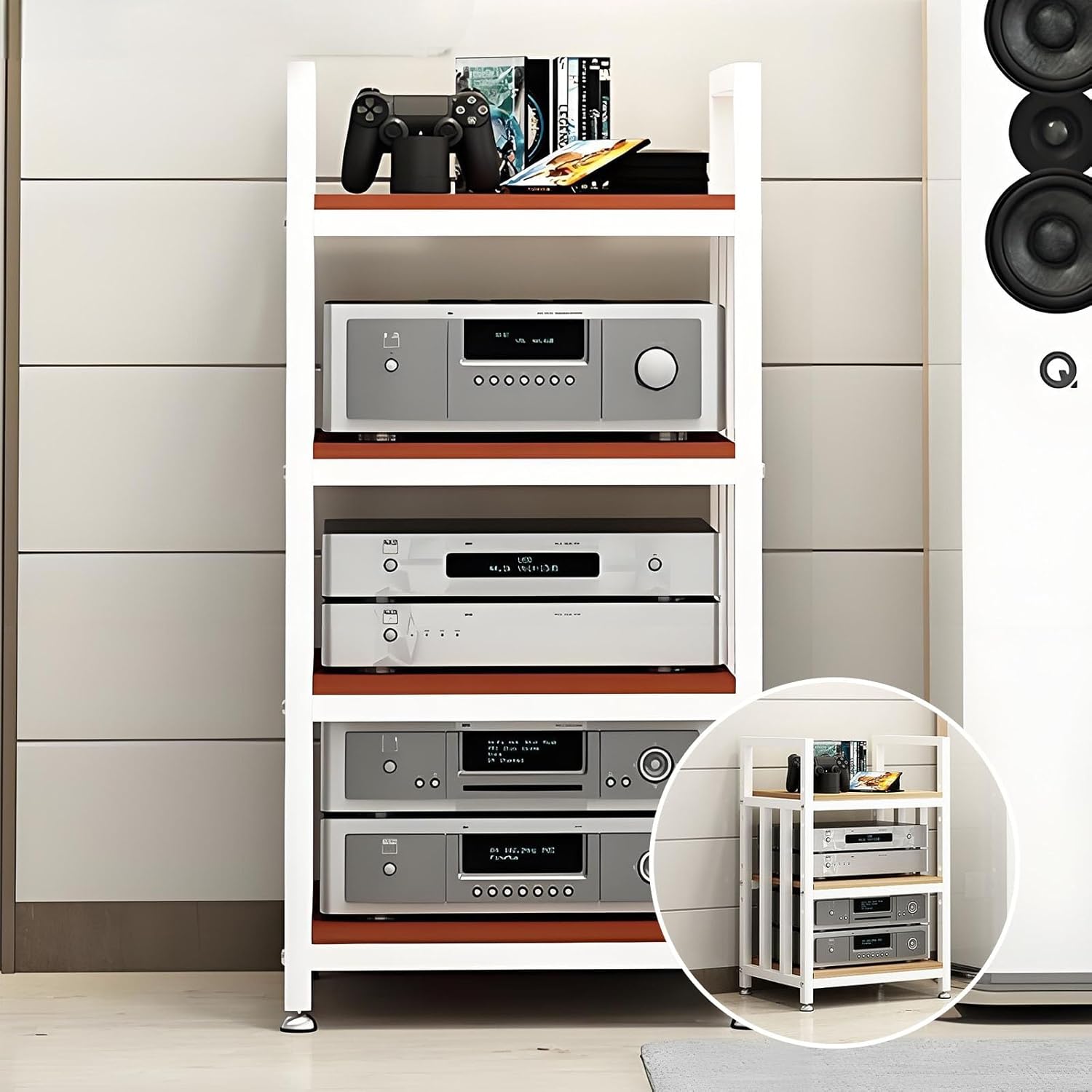 DLYZAYE Multifunctional AV Media Stand for CD Player & Stereo - Adjustable Audio Rack with Non-Slip Feet