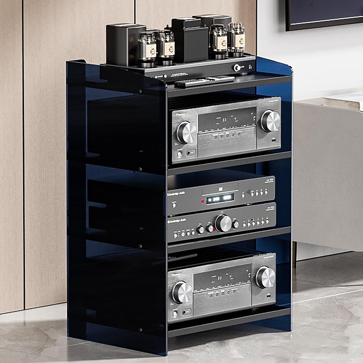 ZIHESY Audio Rack AV Media Stand Audio Rack Tower with Adjustable Shelves