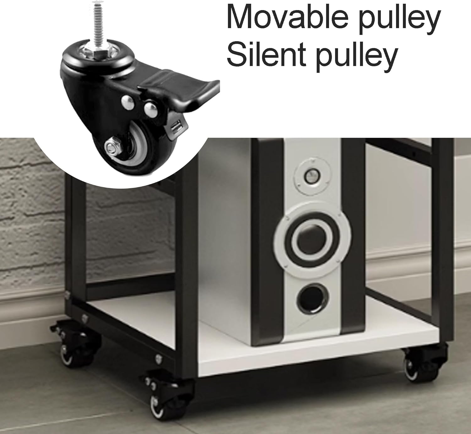 AV Media Stand Audio-Video Shelving Audio Rack with Universal Wheel Video Game Console Shelf Audio Tower Adjustable Shelves Corner Shelf Stereo Stand for Recording Room(Pomelo Wood)