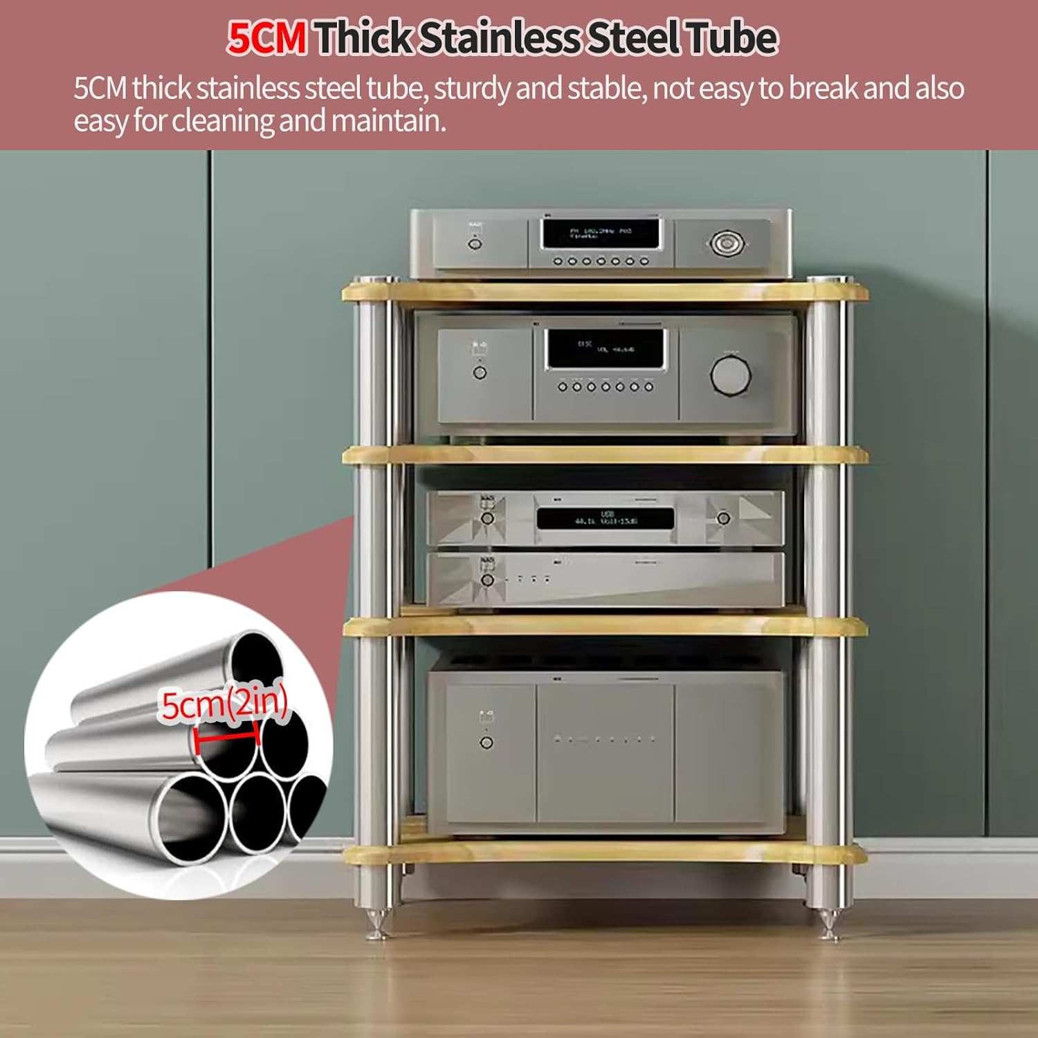 DLYZAYE Heavy Duty Modern Audio Stereo Rack