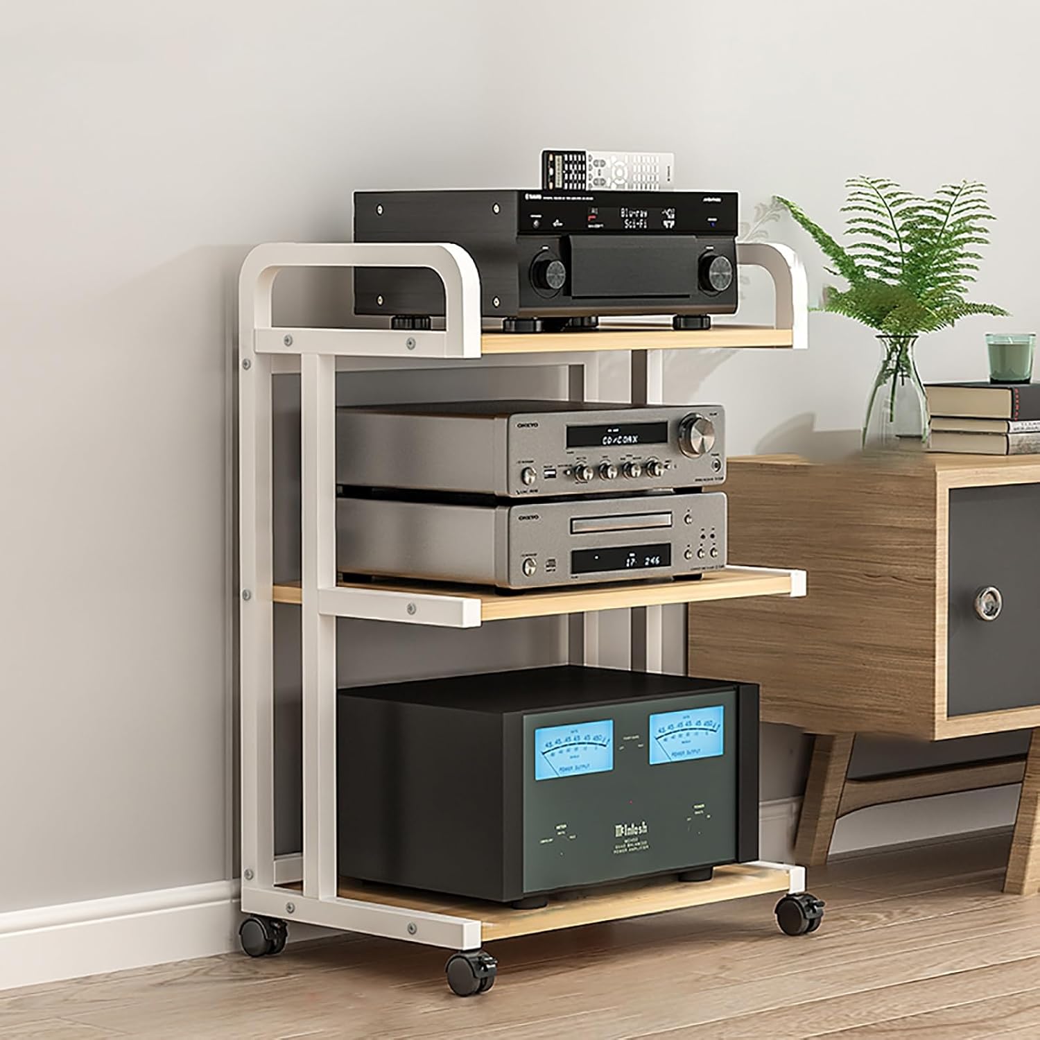 BAYTEWJX Floor-Standing Audio Rack Speaker Display Stand Stereo Rack with Storage Shelves