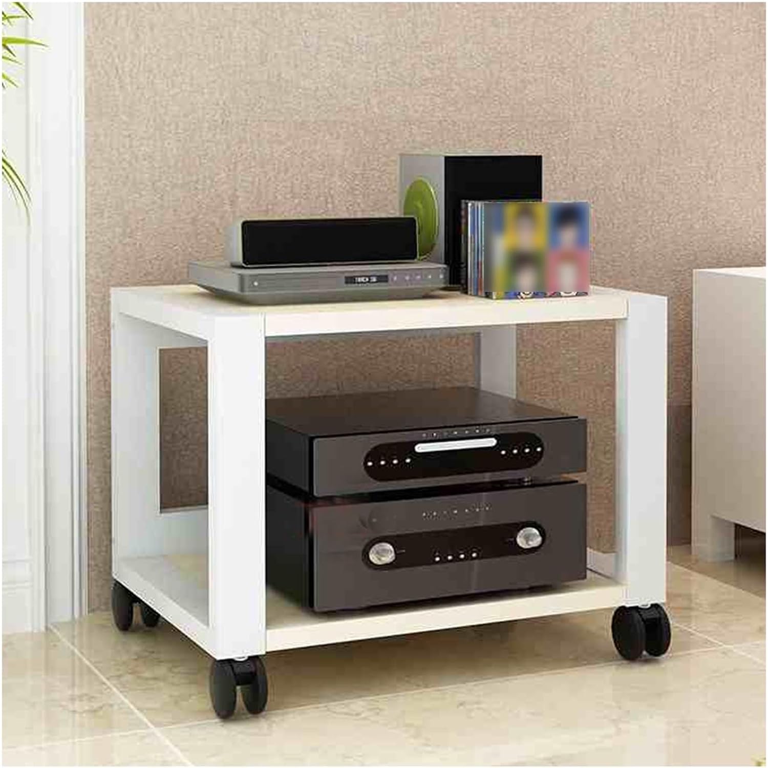 2-Tier Movable Audio Media Rack