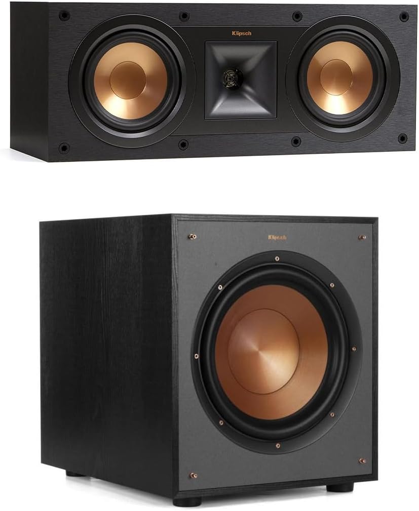 Klipsch R-100SW 300W Subwoofer with R-52C Center Speaker