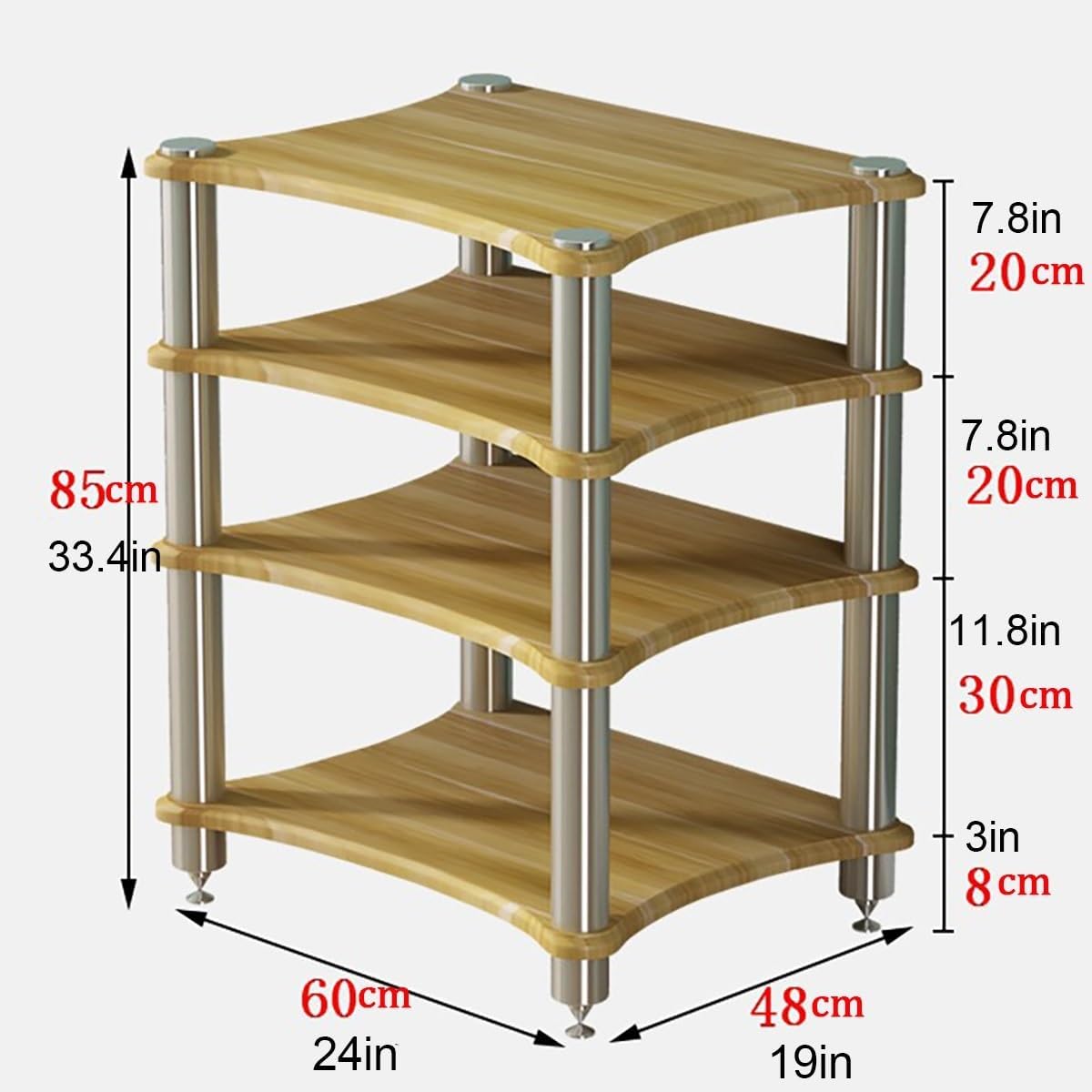 UYCVT 3 Tier Wooden Av Media Stand Component Cabinet Modern Stereo Cabinet Audio Rack Tower for Cd Player Corner Shelf for Home Theater System Black 60 Inch Audio Rack Tower Fu-White-60 * 48 * 10cm